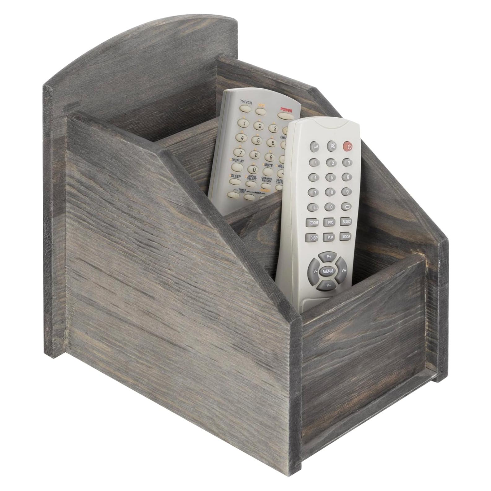 Organizador de Control Remoto MyGift de Madera Gris Oscuro