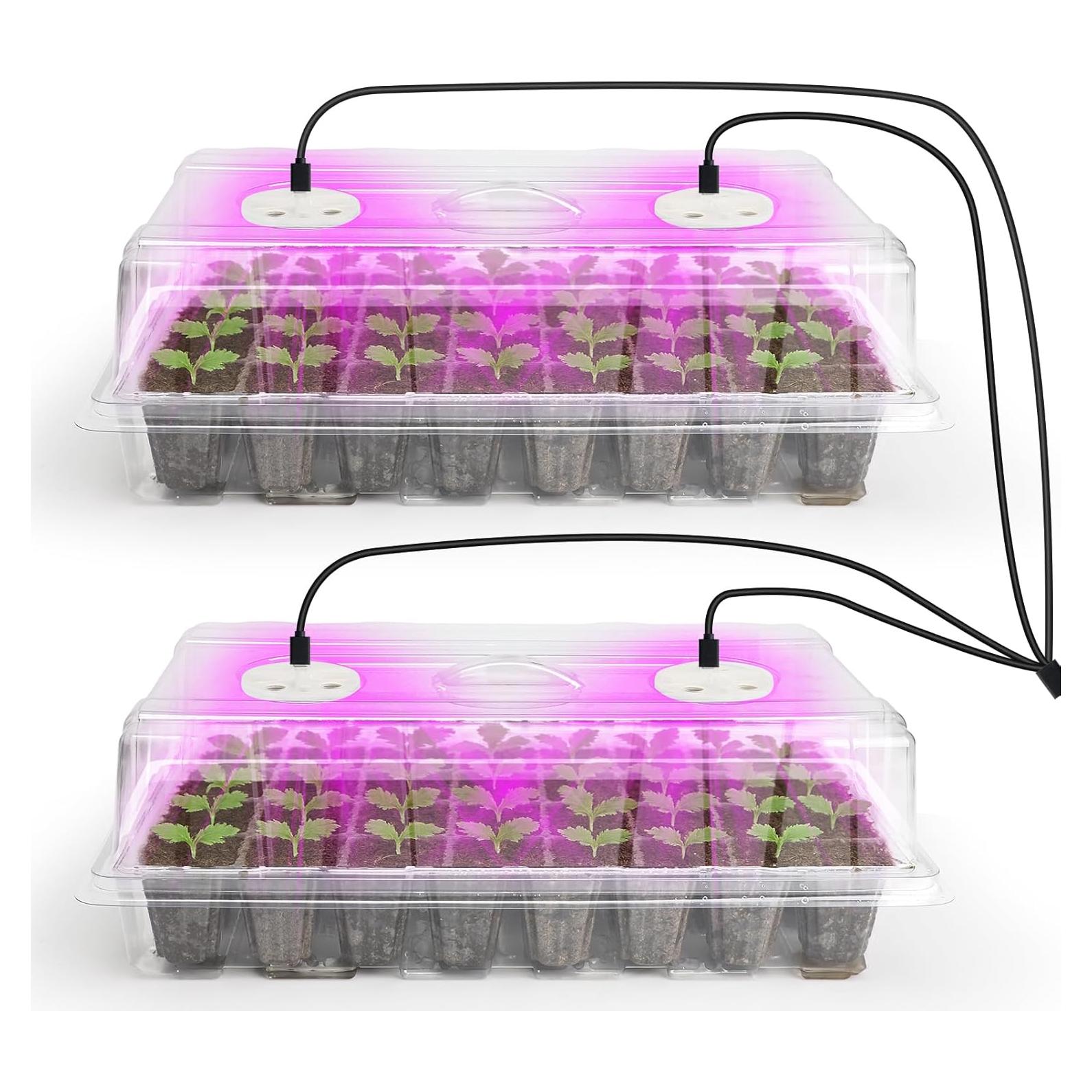 Bandeja de Inicio de Semillas Bonviee 2 Paquetes con Luz LED