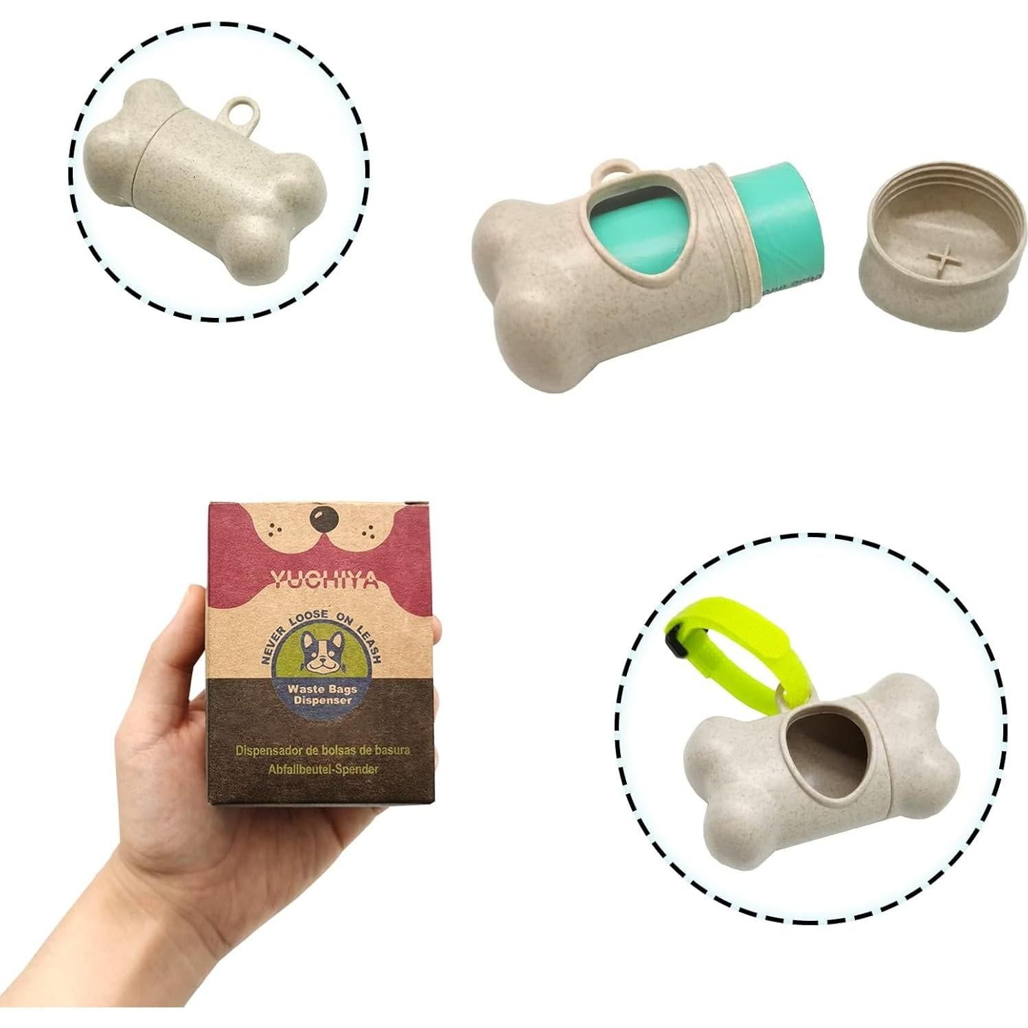Dispensador de Bolsas para Excremento de Perro YUCHIYA Beige