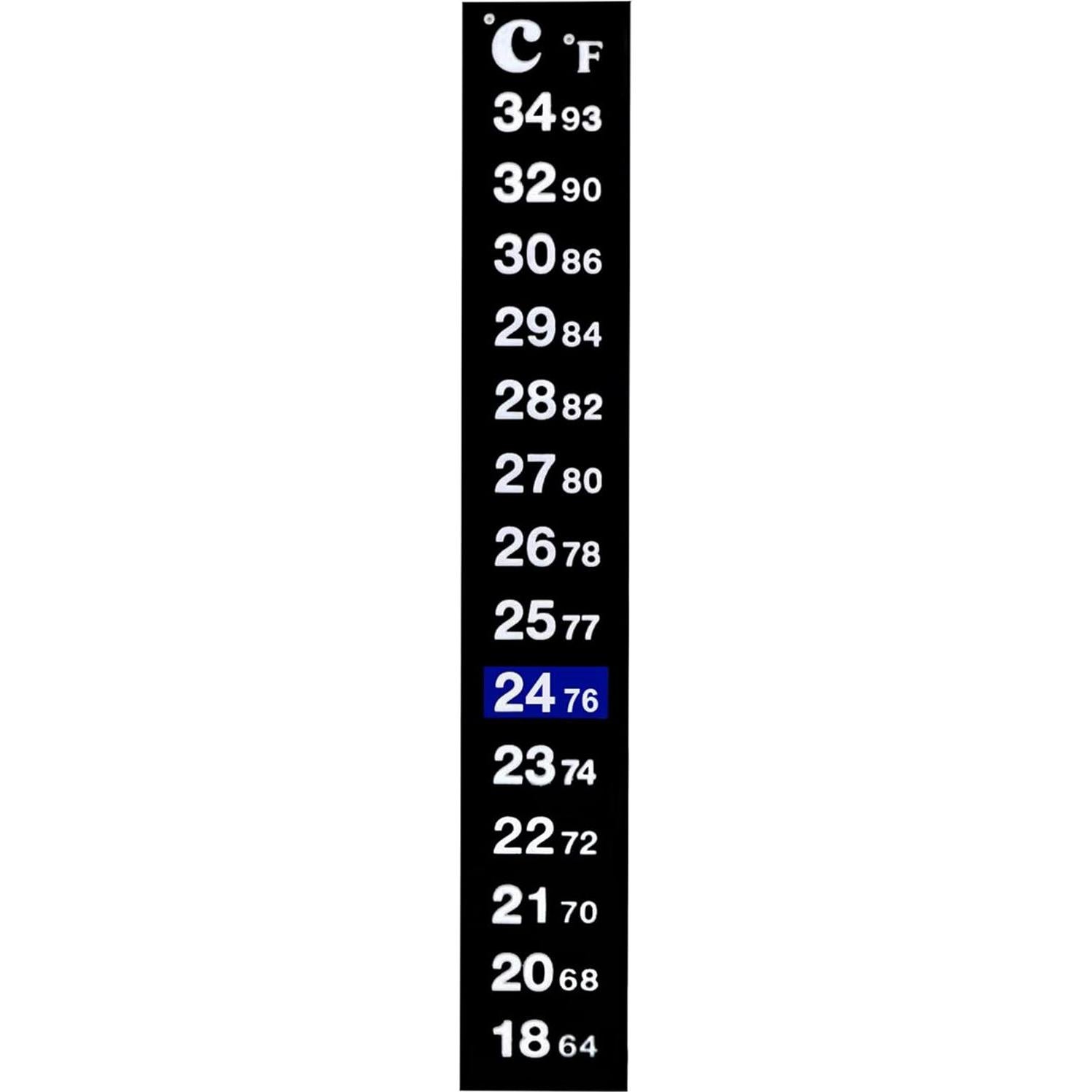 SunGrow Betta Fish Tank Thermometer Stick On, Aquarium Temperature Sticker Strip, 5.2 x 0.7 Inches, Green & Blue Temperature Indicator, Amphibian and Reptile Thermometer Sticker, Black, 1 Pc