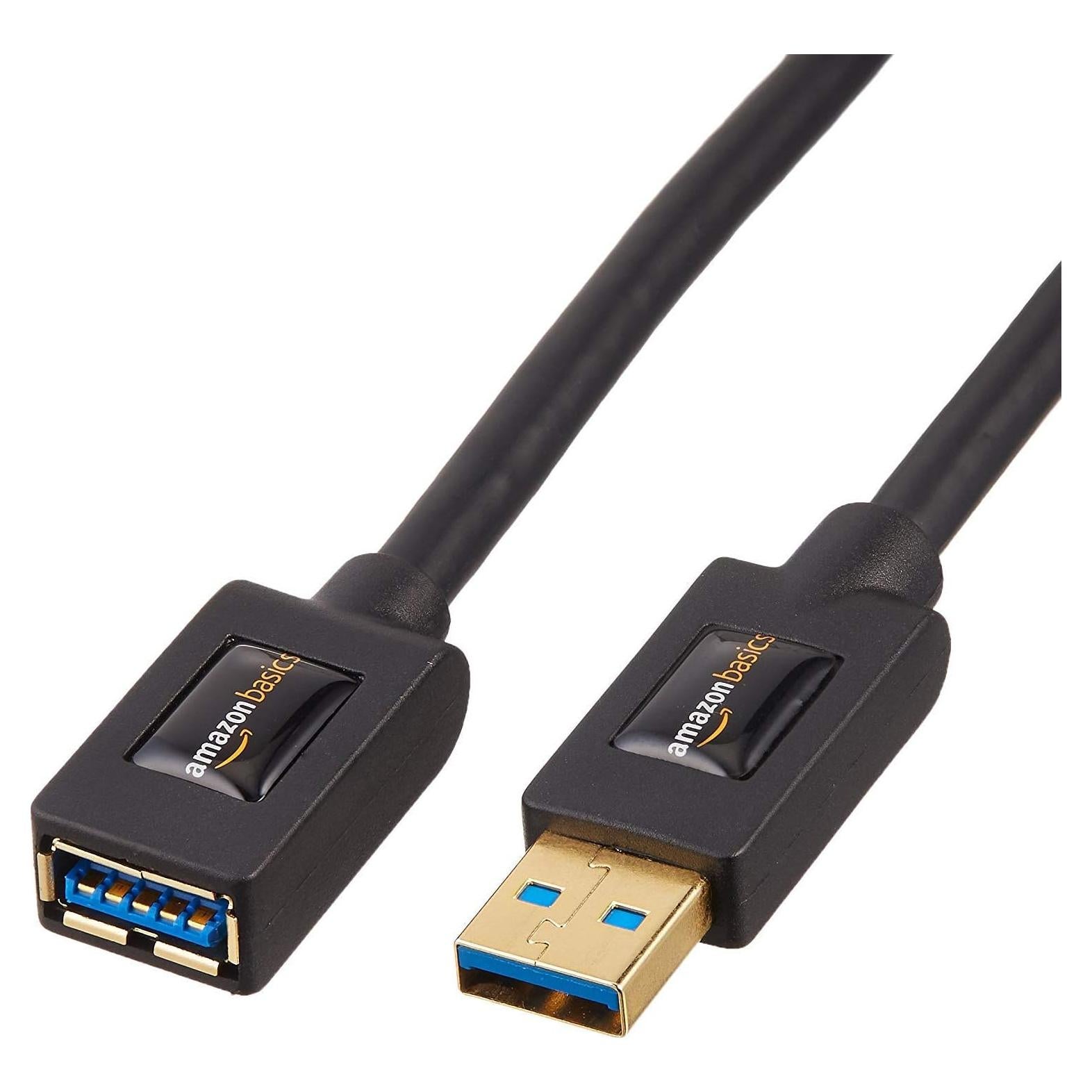 Cables de Extensión USB 3.0 Amazon Basics 0.91m Paquete de 2