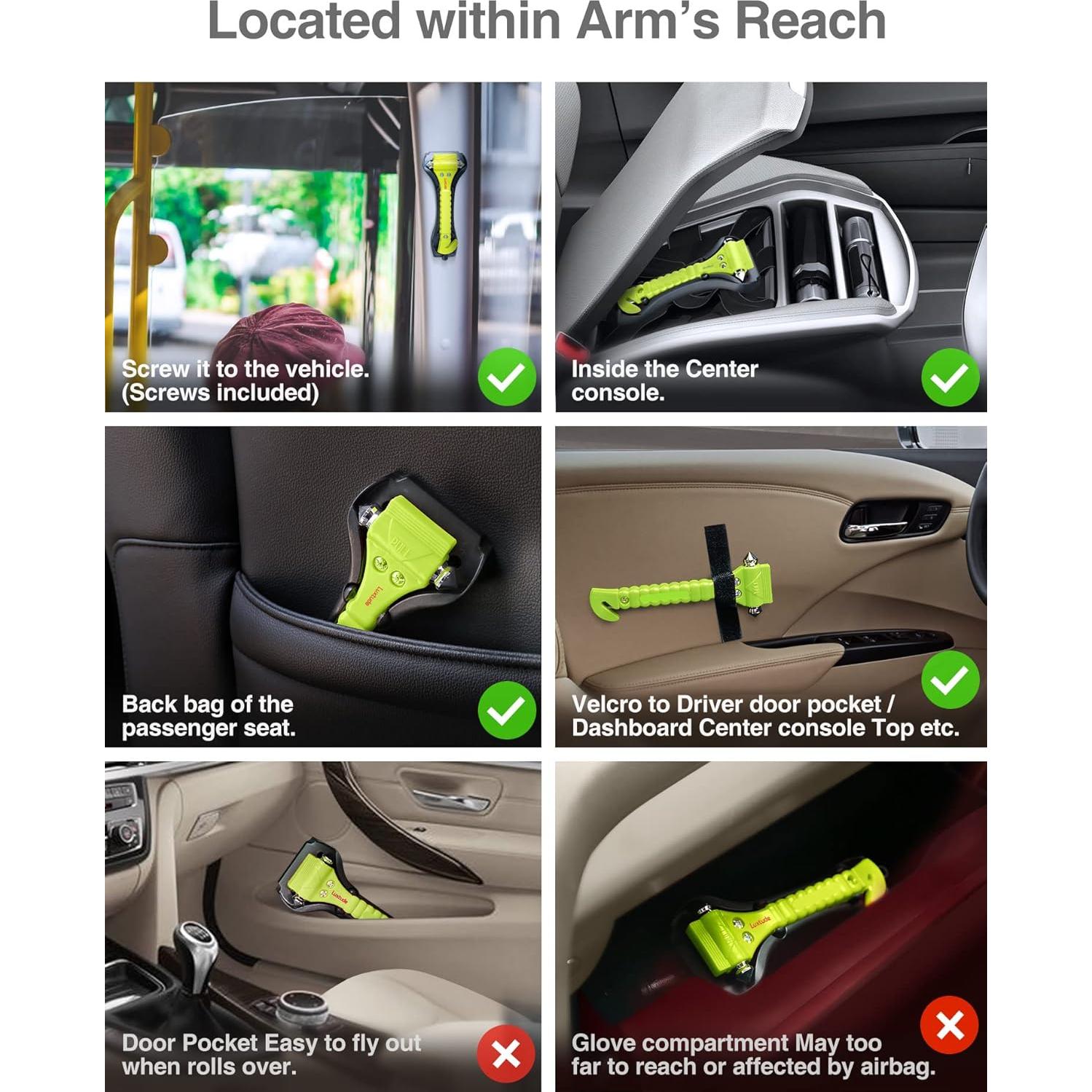 Rompeventanas Luxtude 2-en-1 Verde - Cortador de Cinturón de Seguridad