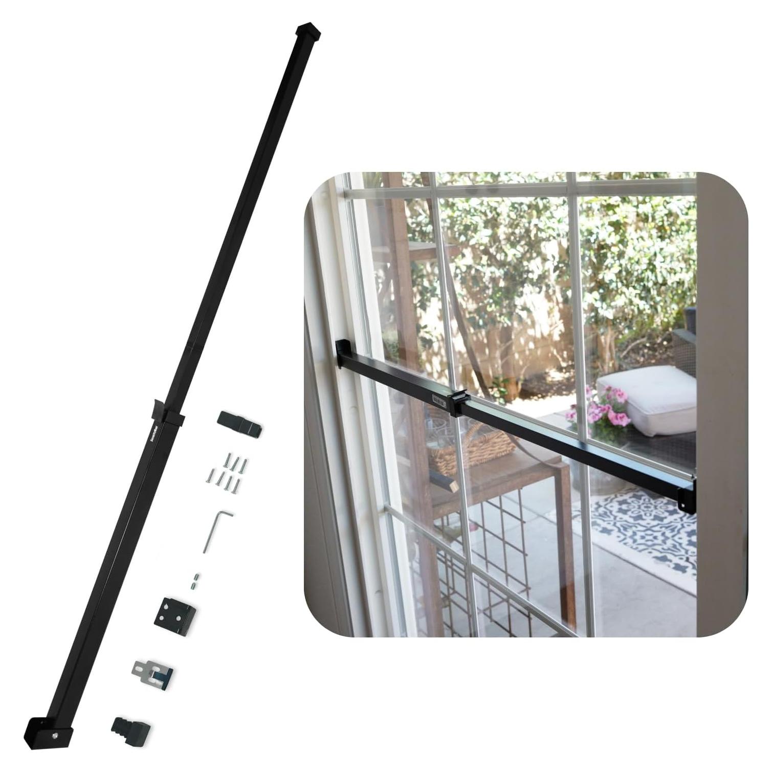 Barra de Seguridad Ajustable SecurityMan para Puertas Corredizas - 47.6 cm a 129.8 cm - Negra