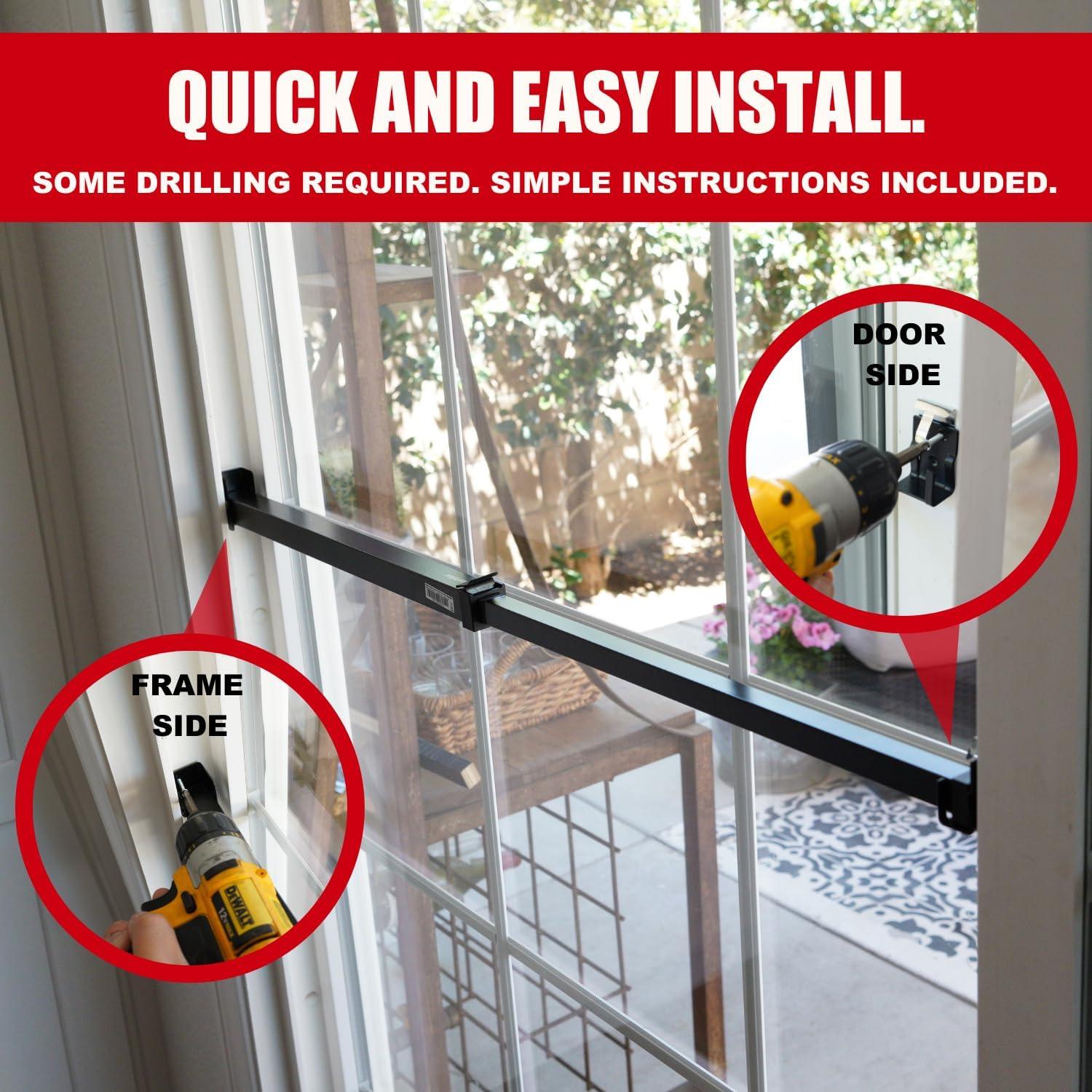 Barra de Seguridad Ajustable SecurityMan para Puertas Corredizas - 47.6 cm a 129.8 cm - Negra