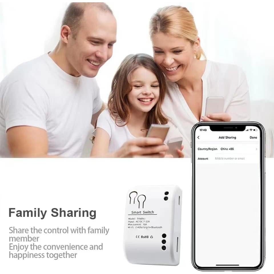 Interruptor Inteligente WiFi Yitouniu 1CH Control Remoto 12V