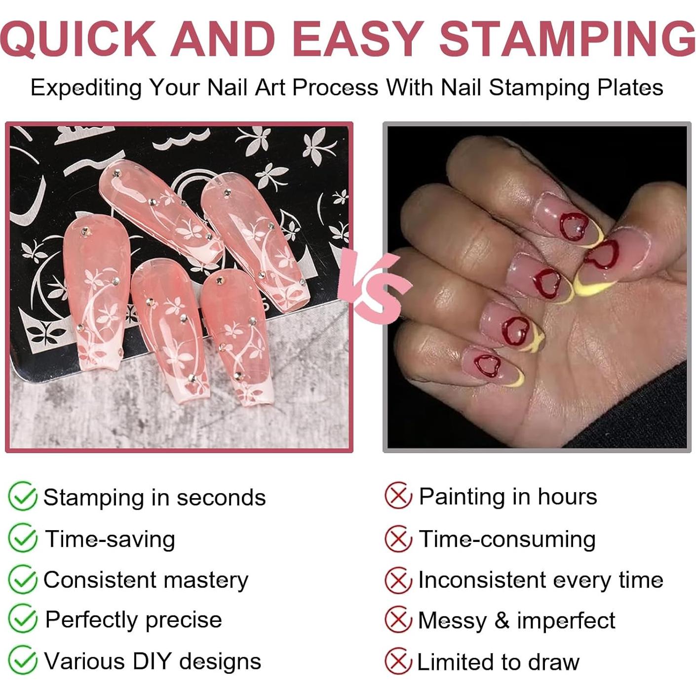 Juego de Placas de Estampado de Uñas BlueZOO 3PCS Acero Inoxidable