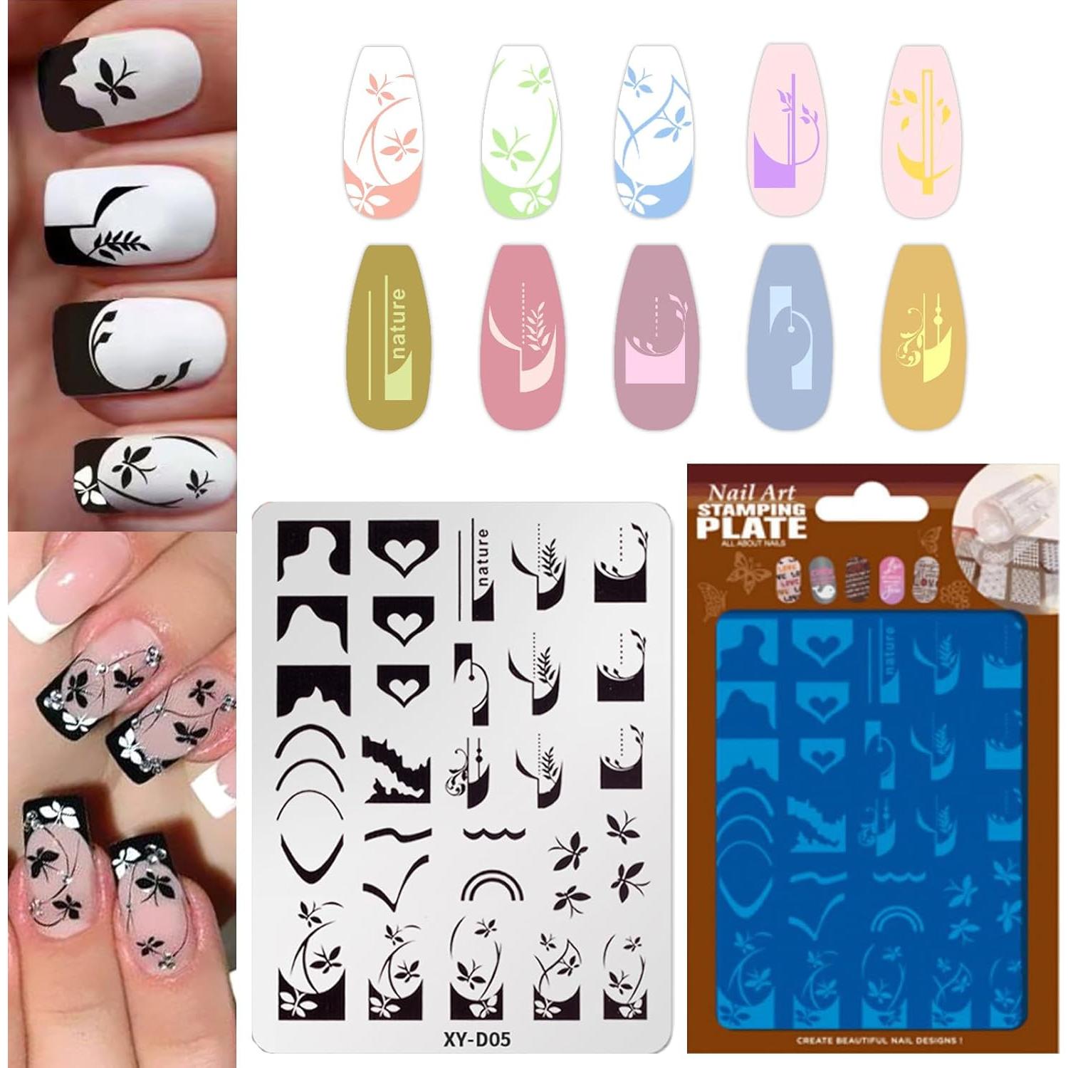 Juego de Placas de Estampado de Uñas BlueZOO 3PCS Acero Inoxidable