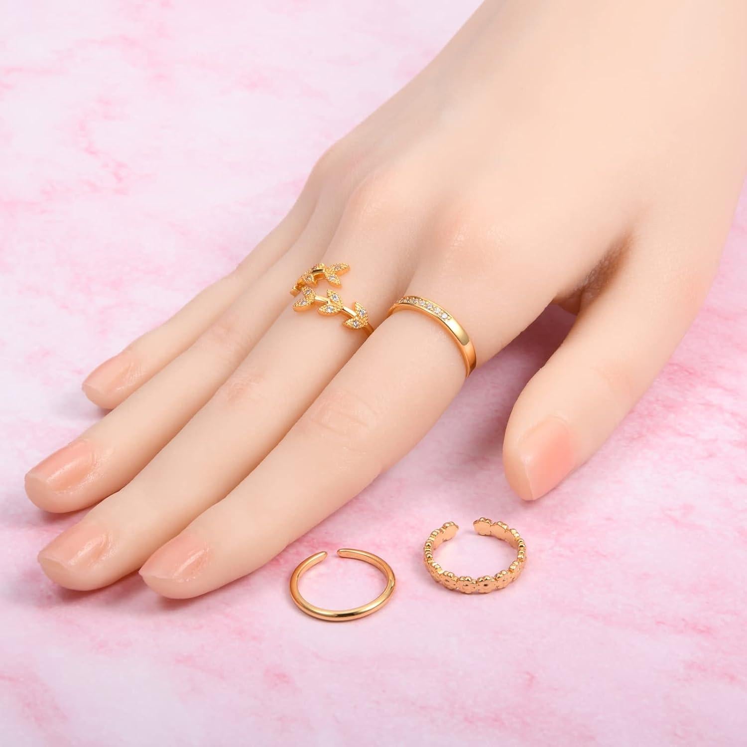Anillos para Dedos de los Pies JFORYOU 4 Piezas Ajustables Dorados