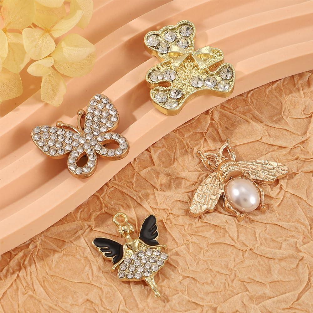 24 Piezas Encantos para Zapatos Bling Oro Joyería Decorativa