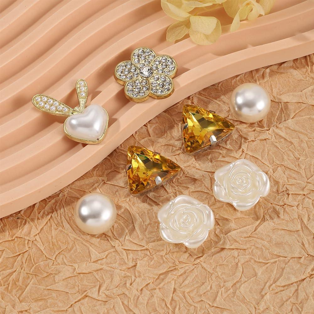 24 Piezas Encantos para Zapatos Bling Oro Joyería Decorativa