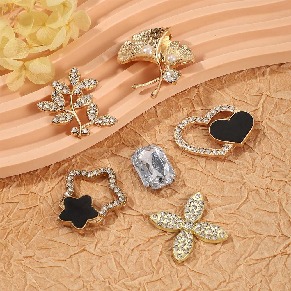 24 Piezas Encantos para Zapatos Bling Oro Joyería Decorativa