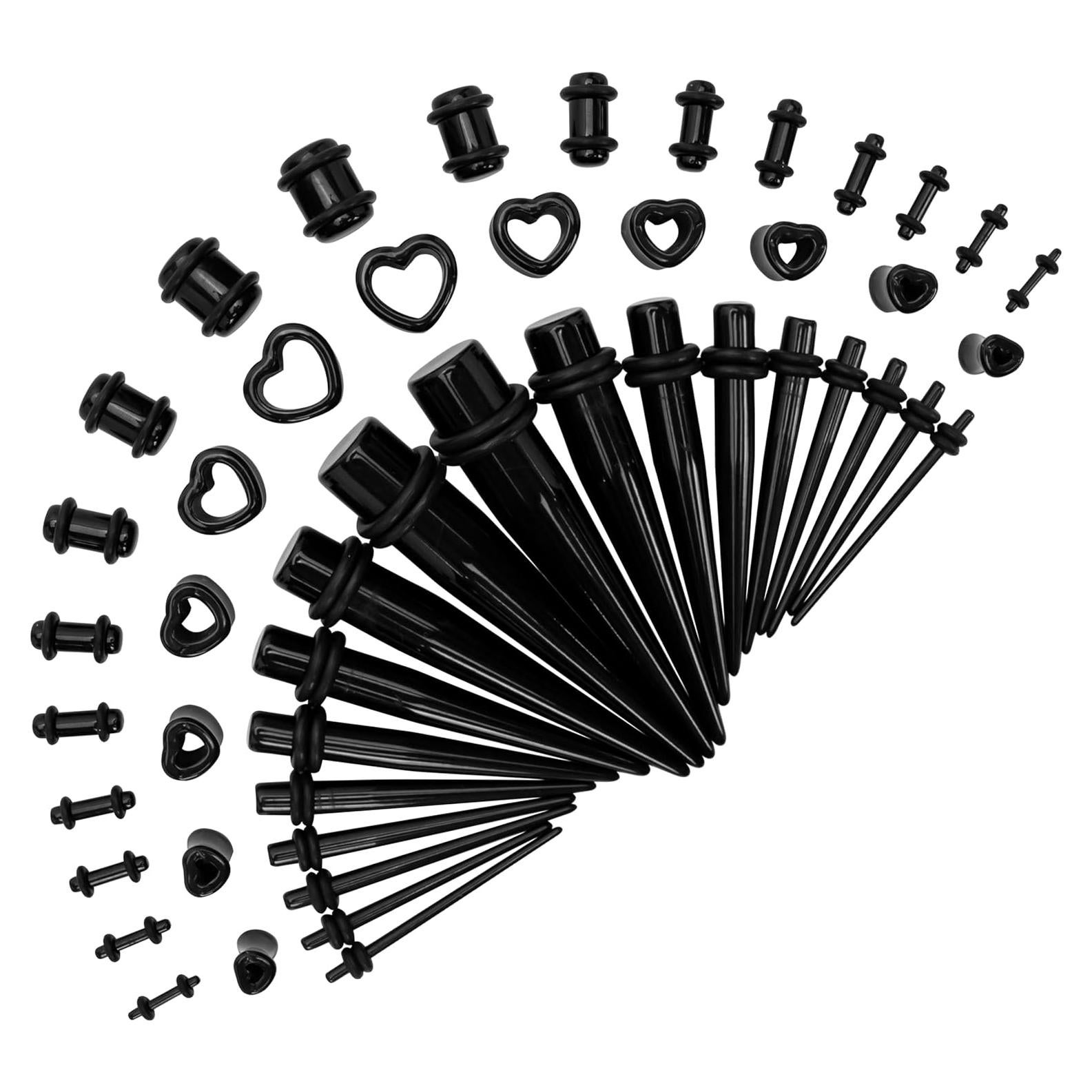 Kit de Estiramiento de Oídos Acrílico y Silicona 48 Piezas 14G-0000G