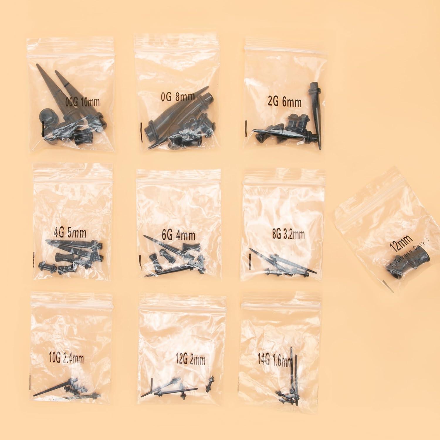 Kit de Estiramiento de Oídos Acrílico y Silicona 48 Piezas 14G-0000G