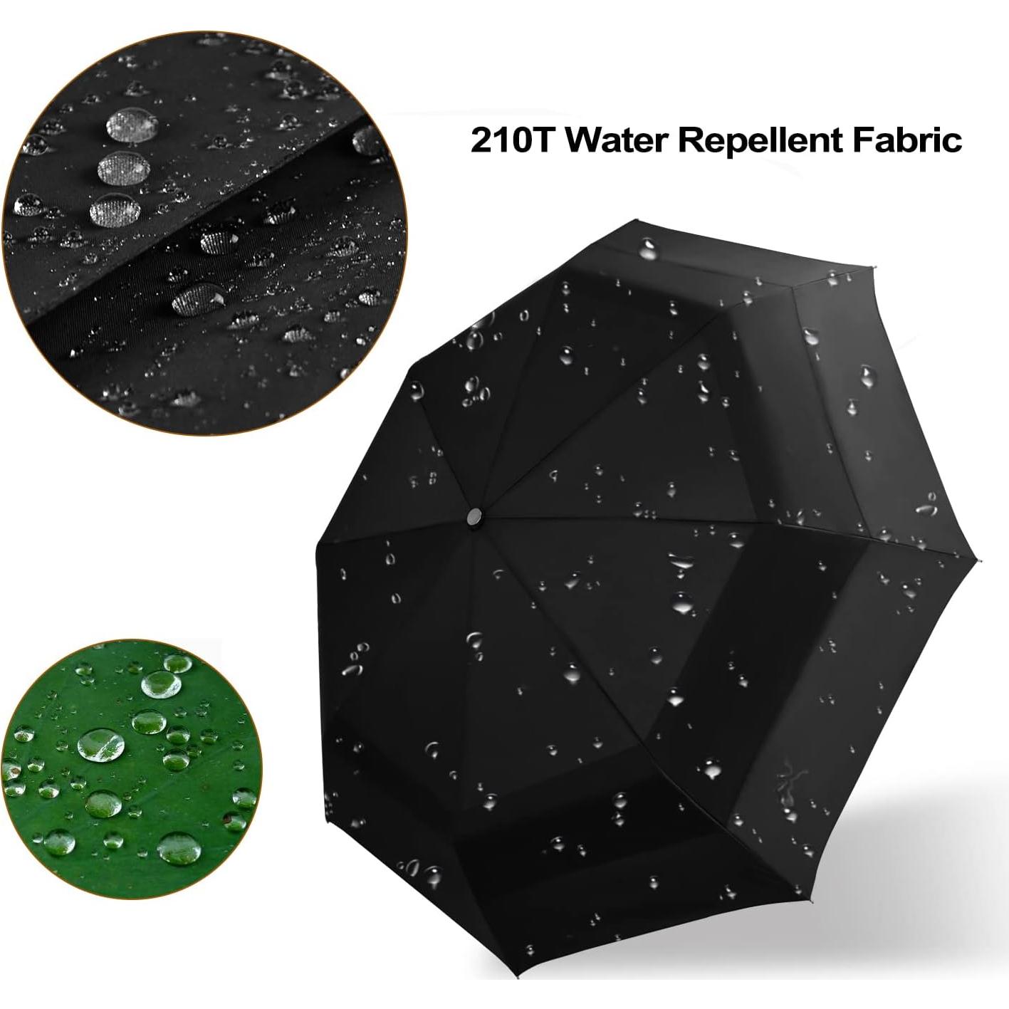 Paraguas de Golf Plegable Lejorain 137cm Automático Negro