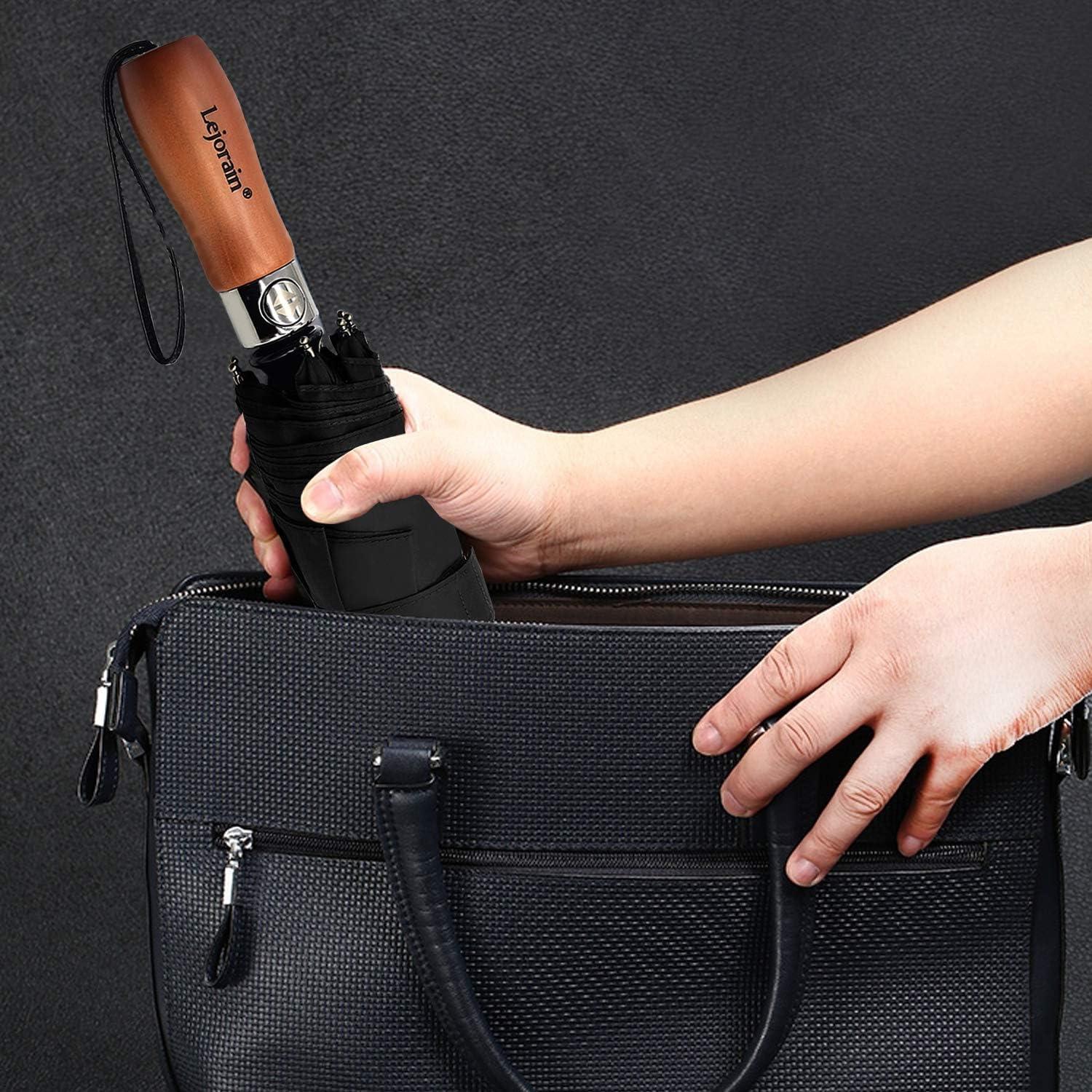 Paraguas de Golf Plegable Lejorain 137cm Automático Negro