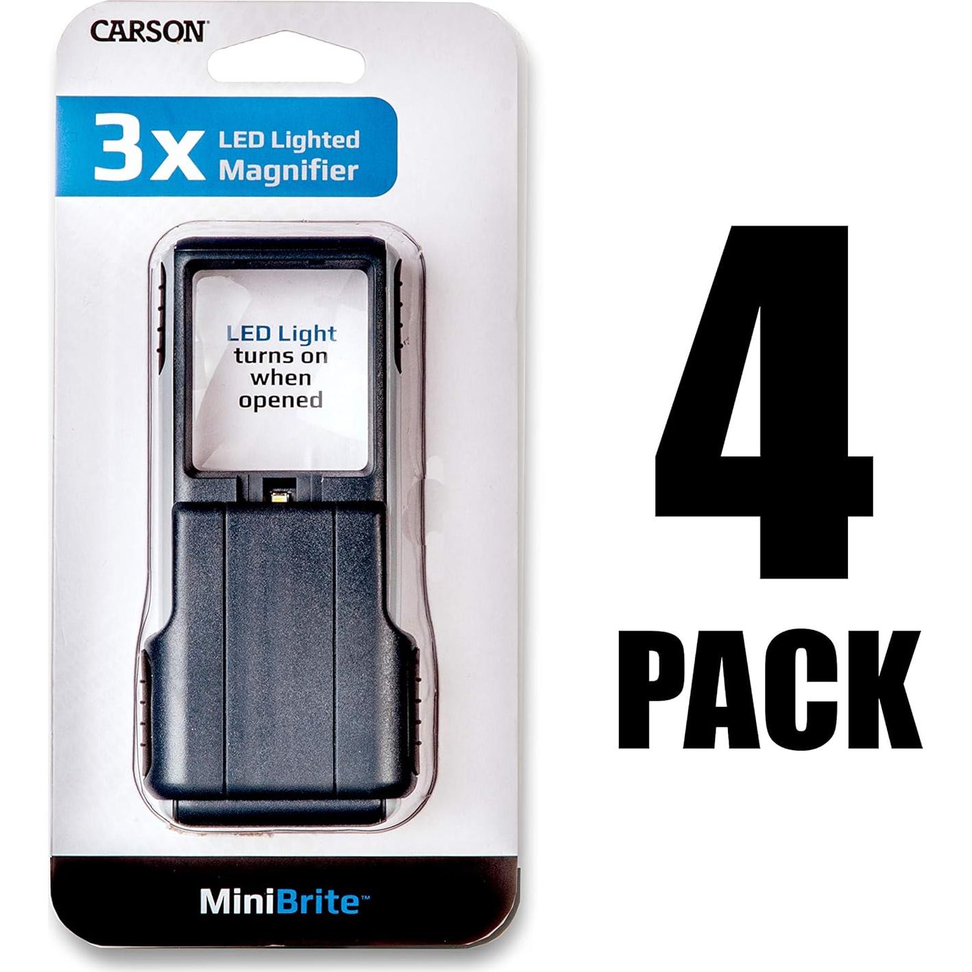 Lupa MiniBrite 3x Carson con Luz LED - Set de 4 Unidades