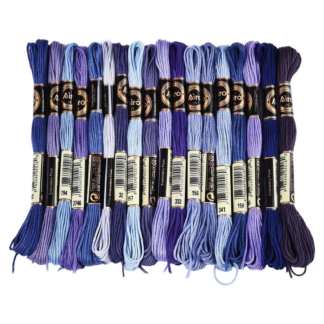 18 Madejas Hilo de Bordado Variegado Azul CABODYALS 144m