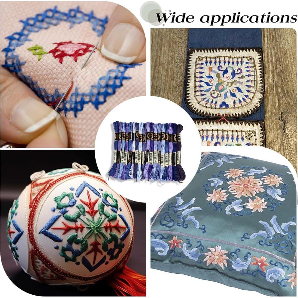 18 Madejas Hilo de Bordado Variegado Azul CABODYALS 144m