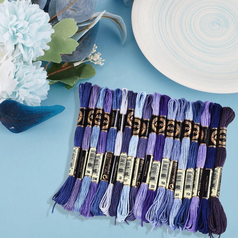 18 Madejas Hilo de Bordado Variegado Azul CABODYALS 144m