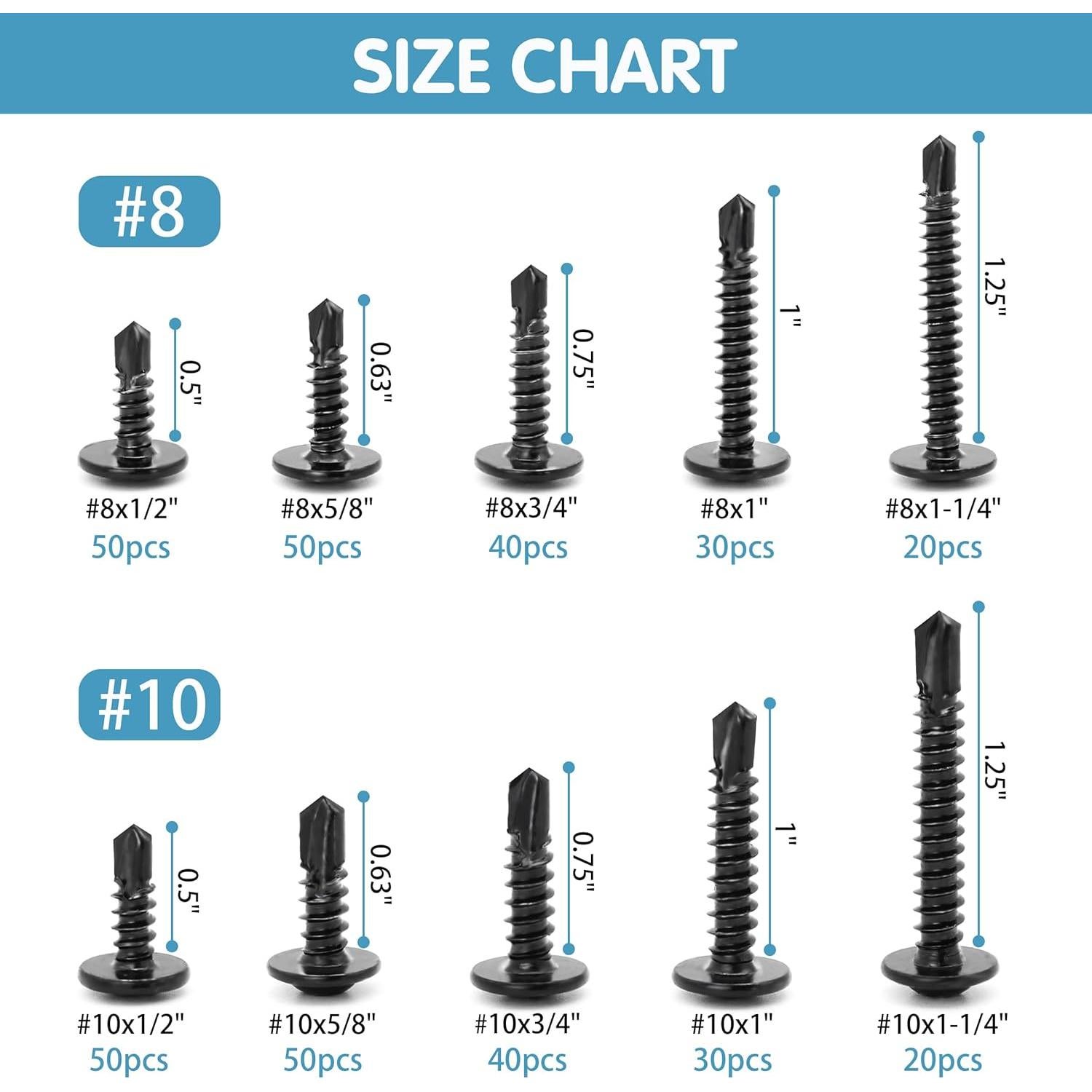 Kit de 380 Tornillos Autorroscantes SATANTECH Acero Inoxidable