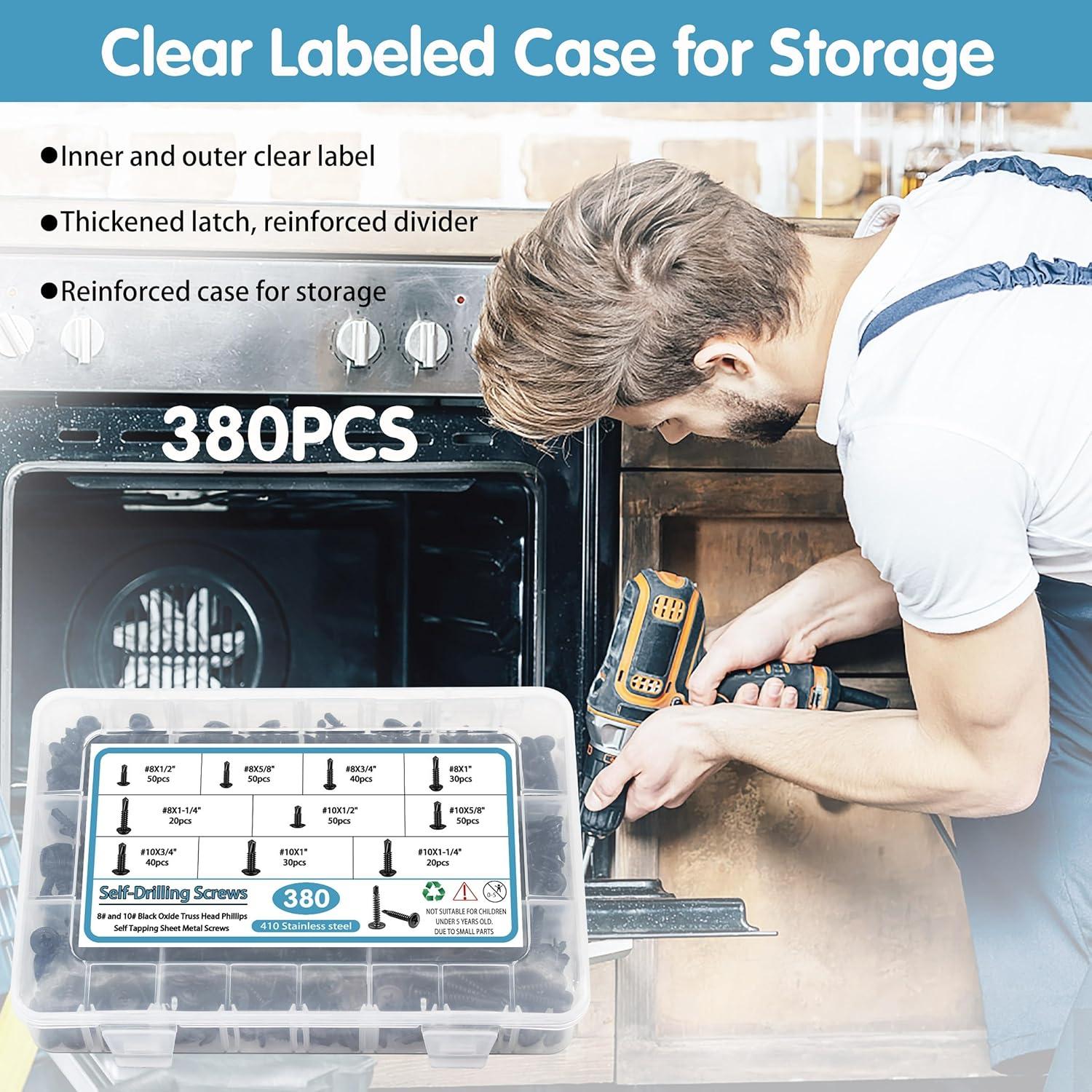 Kit de 380 Tornillos Autorroscantes SATANTECH Acero Inoxidable