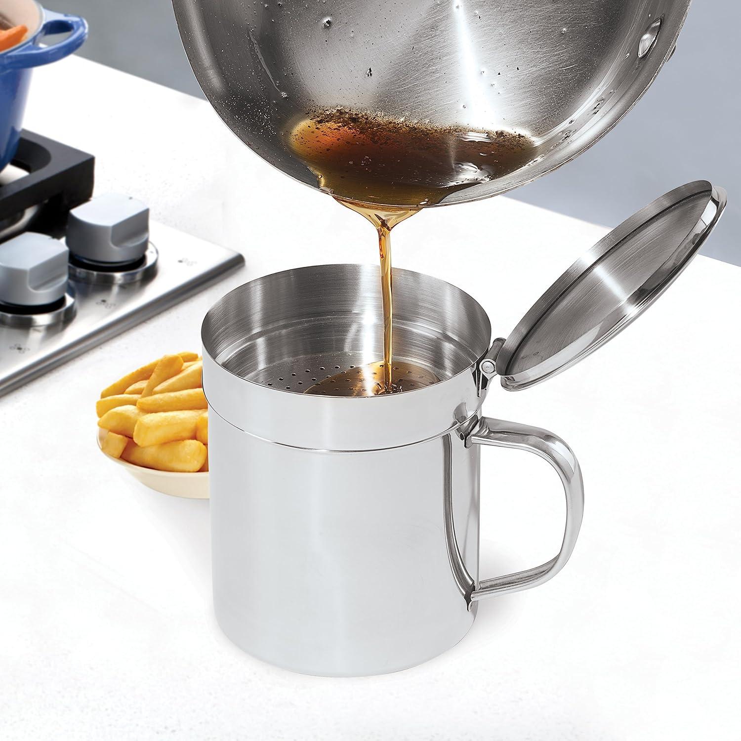 Contenedor de grasa OGGI de acero inoxidable 0.95 Lt con colador