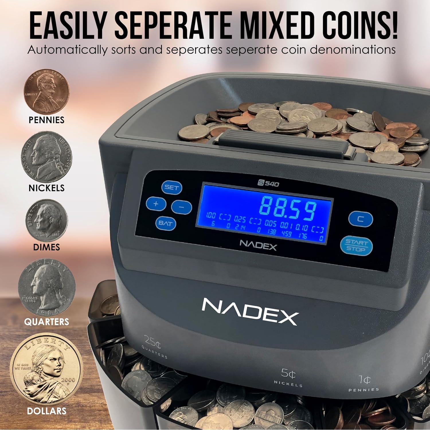 Contador y Clasificador de Monedas Nadex S540 Pro - 300 Monedas/min