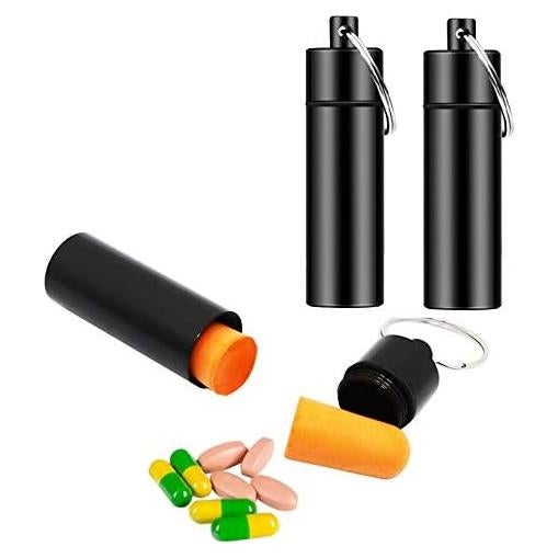 3 Llaveros Portapíldoras EFFIET Aluminio Impermeable Negro