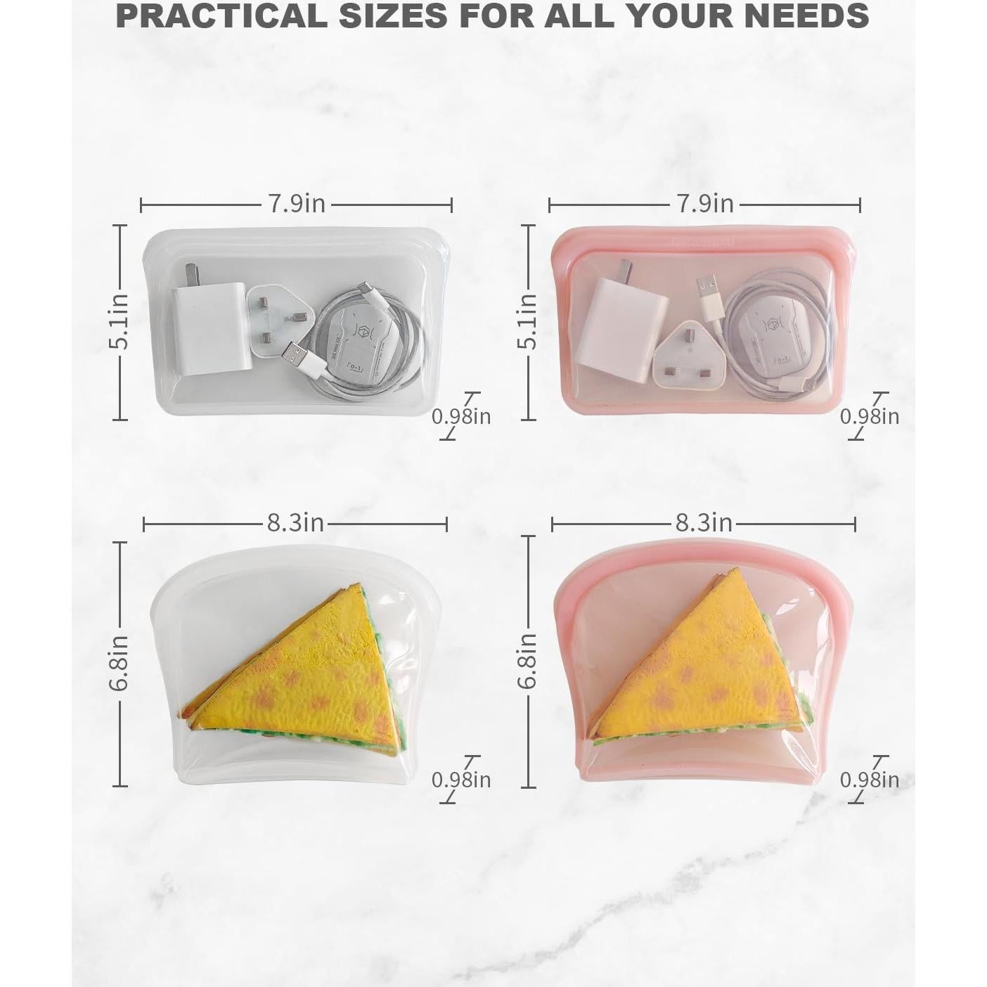 Bolsas de Almacenamiento de Silicona DGitaor 4P Reutilizables