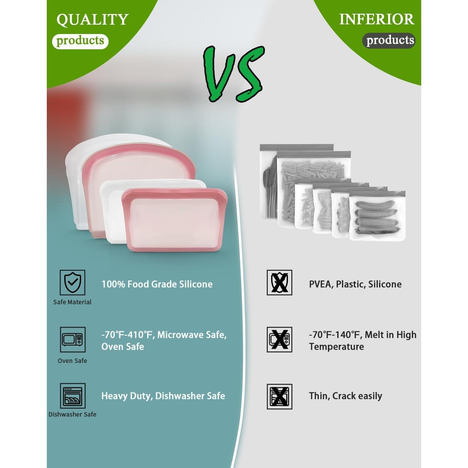 Bolsas de Almacenamiento de Silicona DGitaor 4P Reutilizables