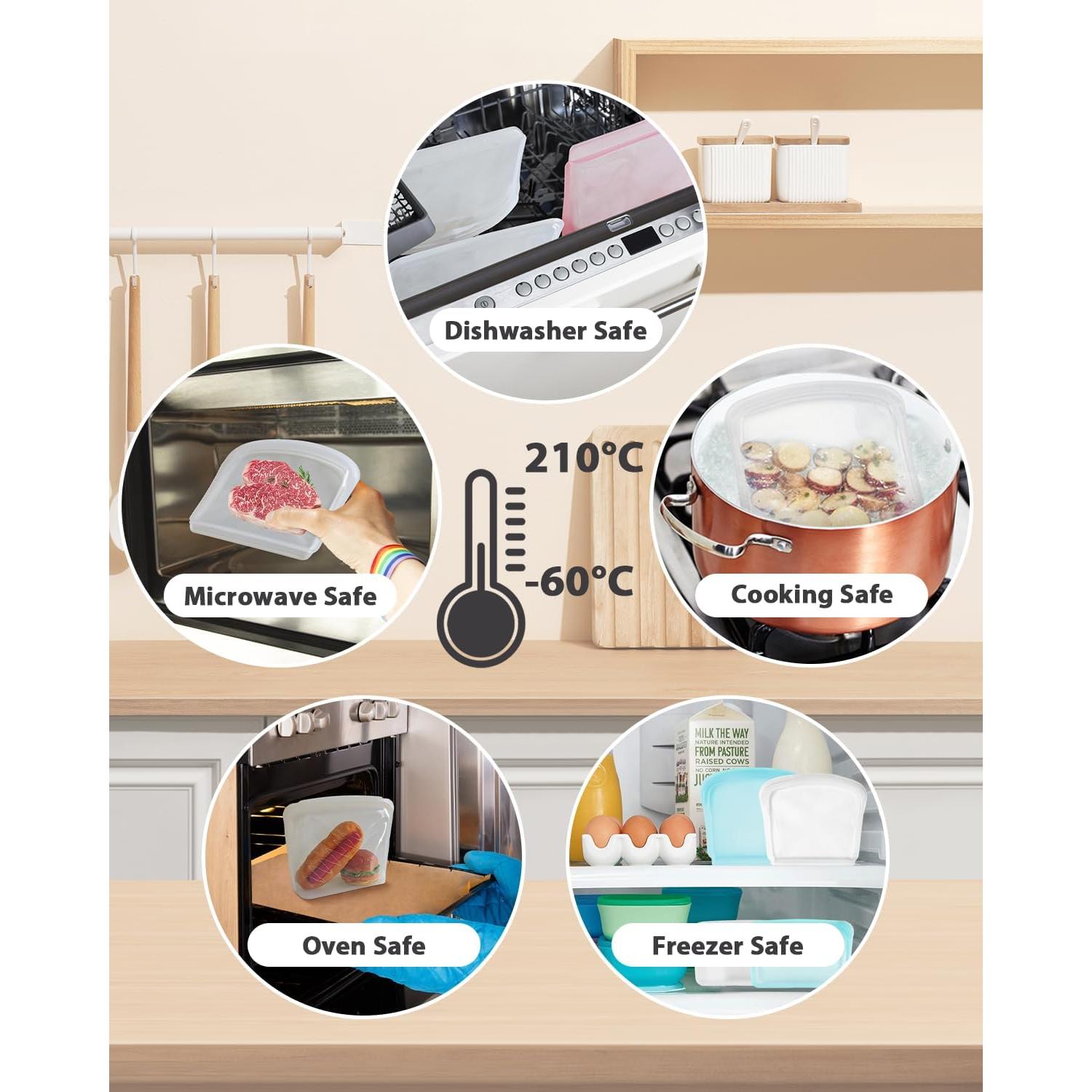 Bolsas de Almacenamiento de Silicona DGitaor 4P Reutilizables