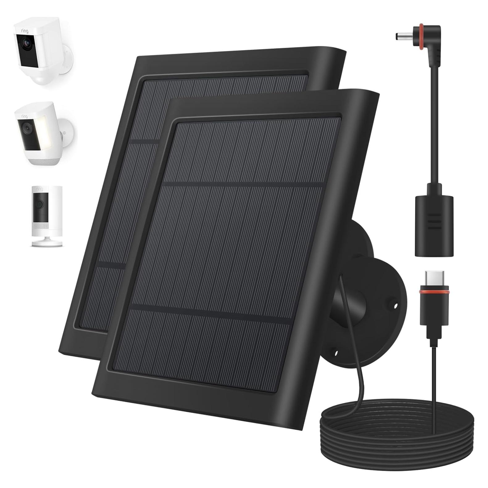Panel Solar Paodekua 2 Pcs 4W para Cámara Ring Negro