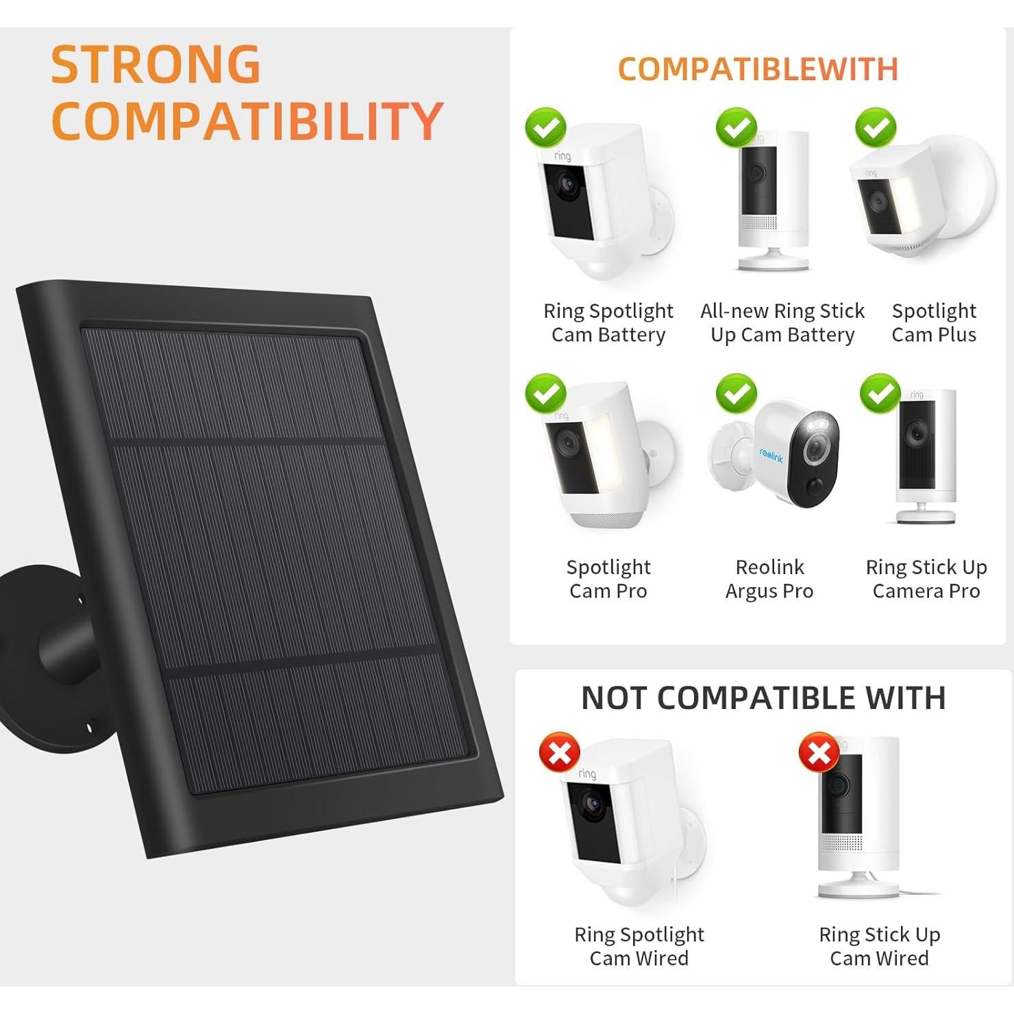 Panel Solar Paodekua 2 Pcs 4W para Cámara Ring Negro