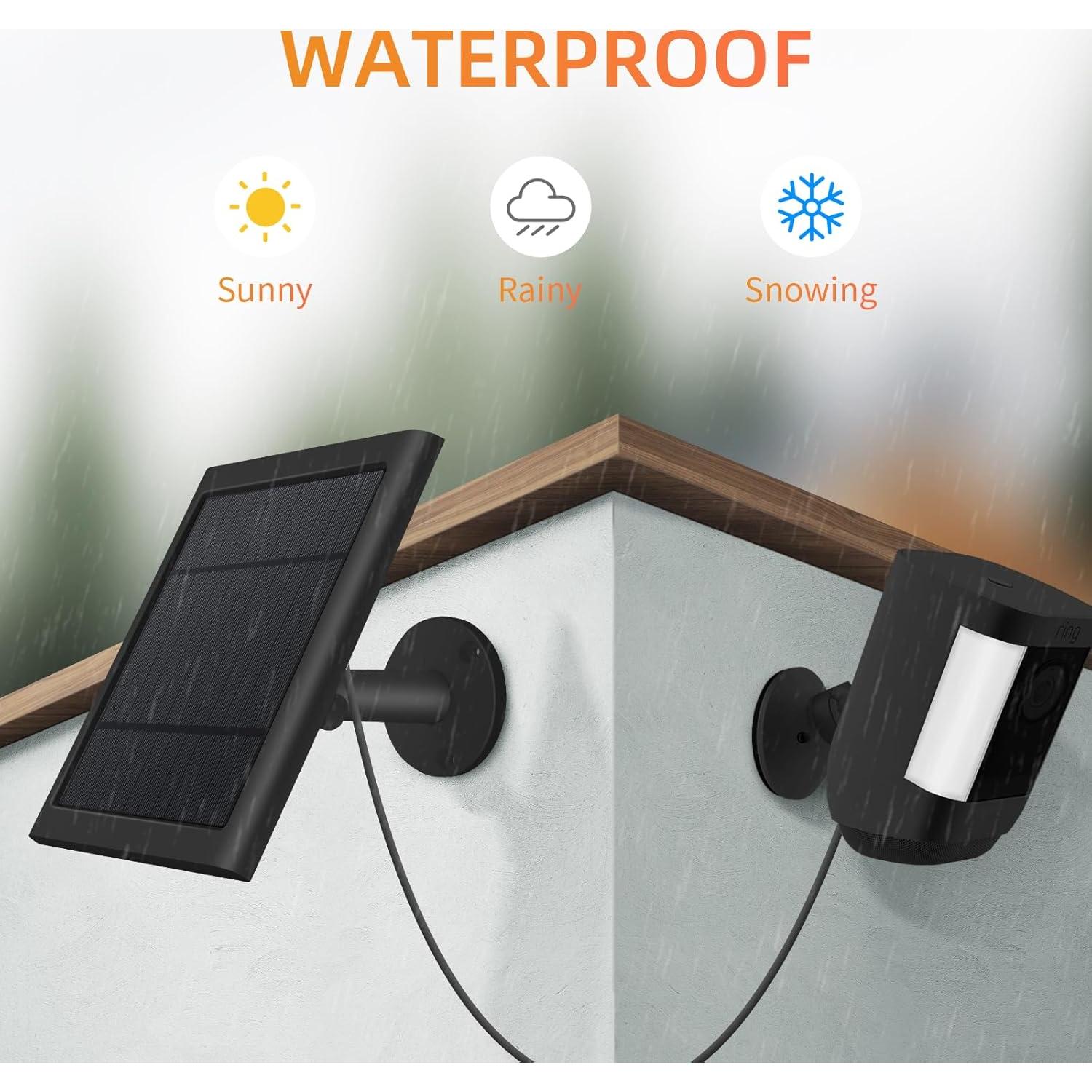 Panel Solar Paodekua 2 Pcs 4W para Cámara Ring Negro