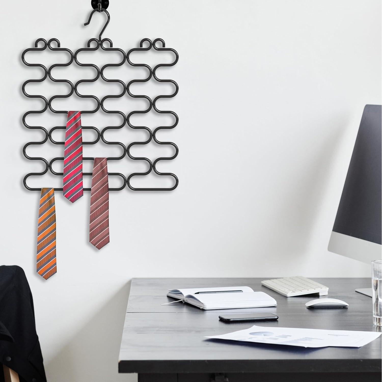 Perchero de Bufandas DecoBros 23 Bucles Metal Negro 42.5x33.4cm