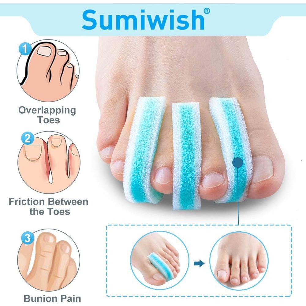 Separadores de Dedos de Espuma Sumiwish - Paquete de 10 Azul