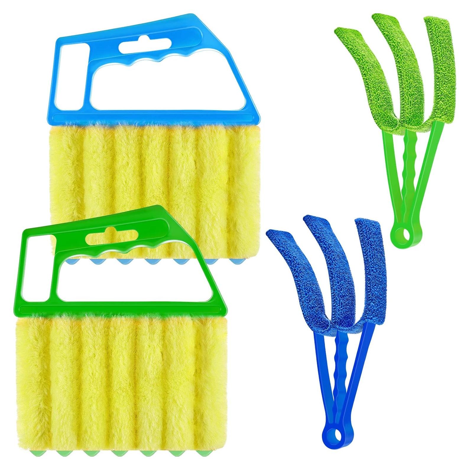 Limpiador de Persianas Venecianas Romooa - 4 Piezas, Verde y Azul