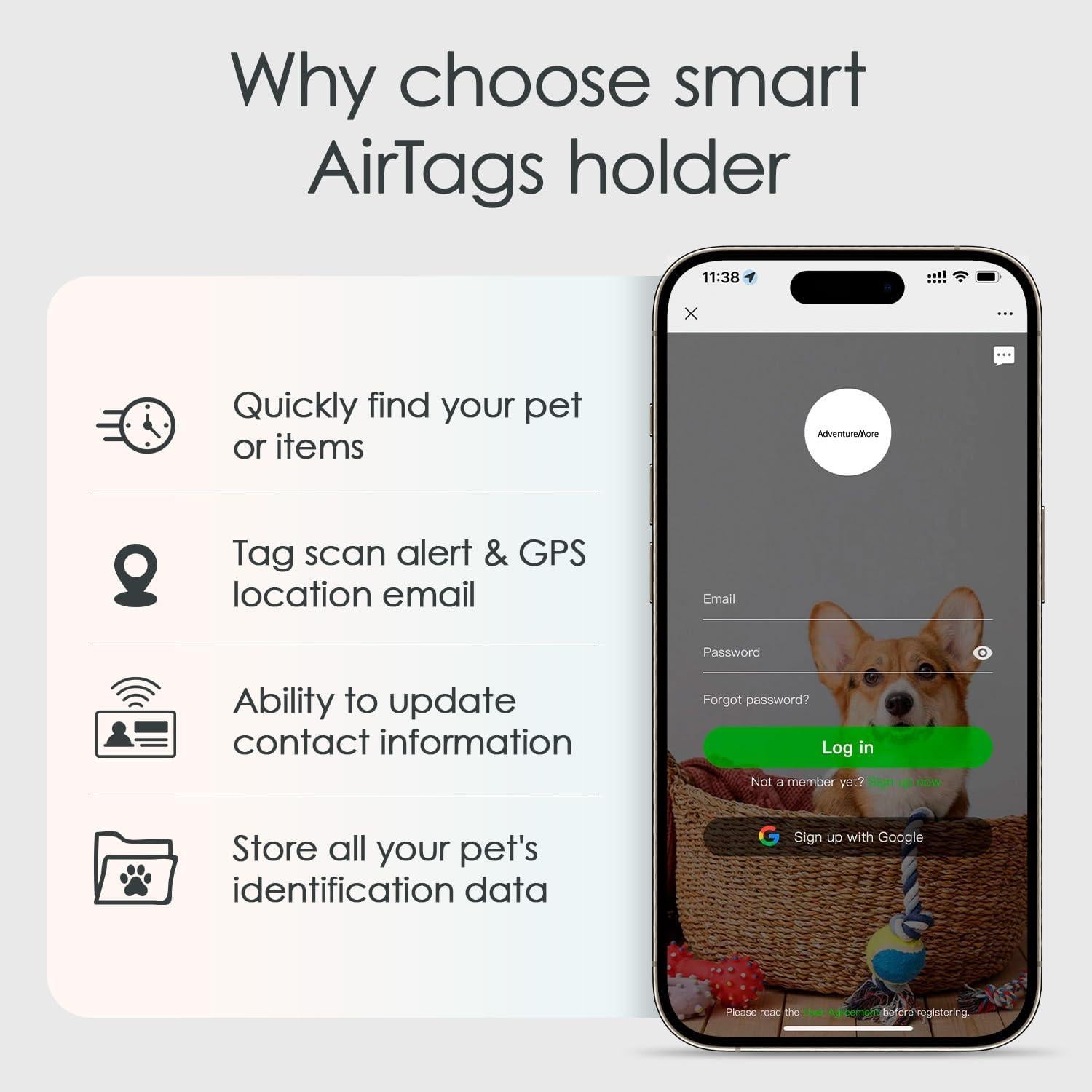 Soporte para Airtags ADVENTUREMORE Negro a Prueba de Agua