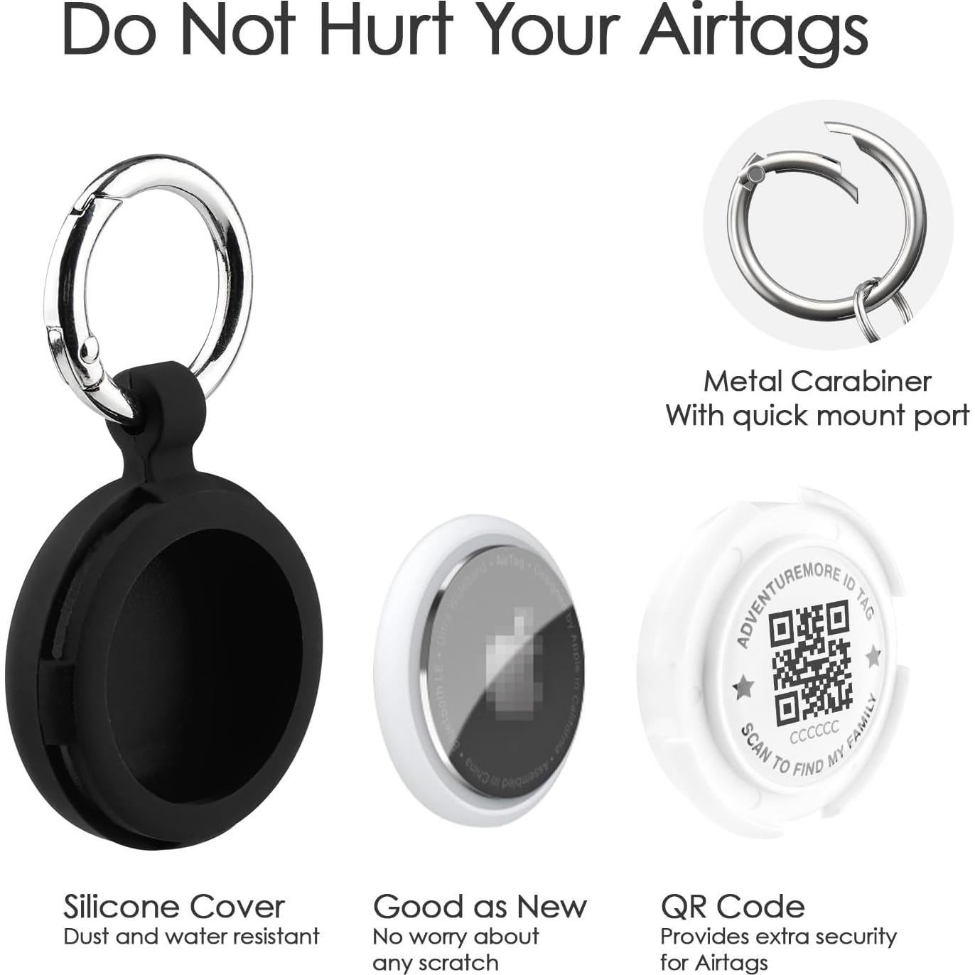 Soporte para Airtags ADVENTUREMORE Negro a Prueba de Agua