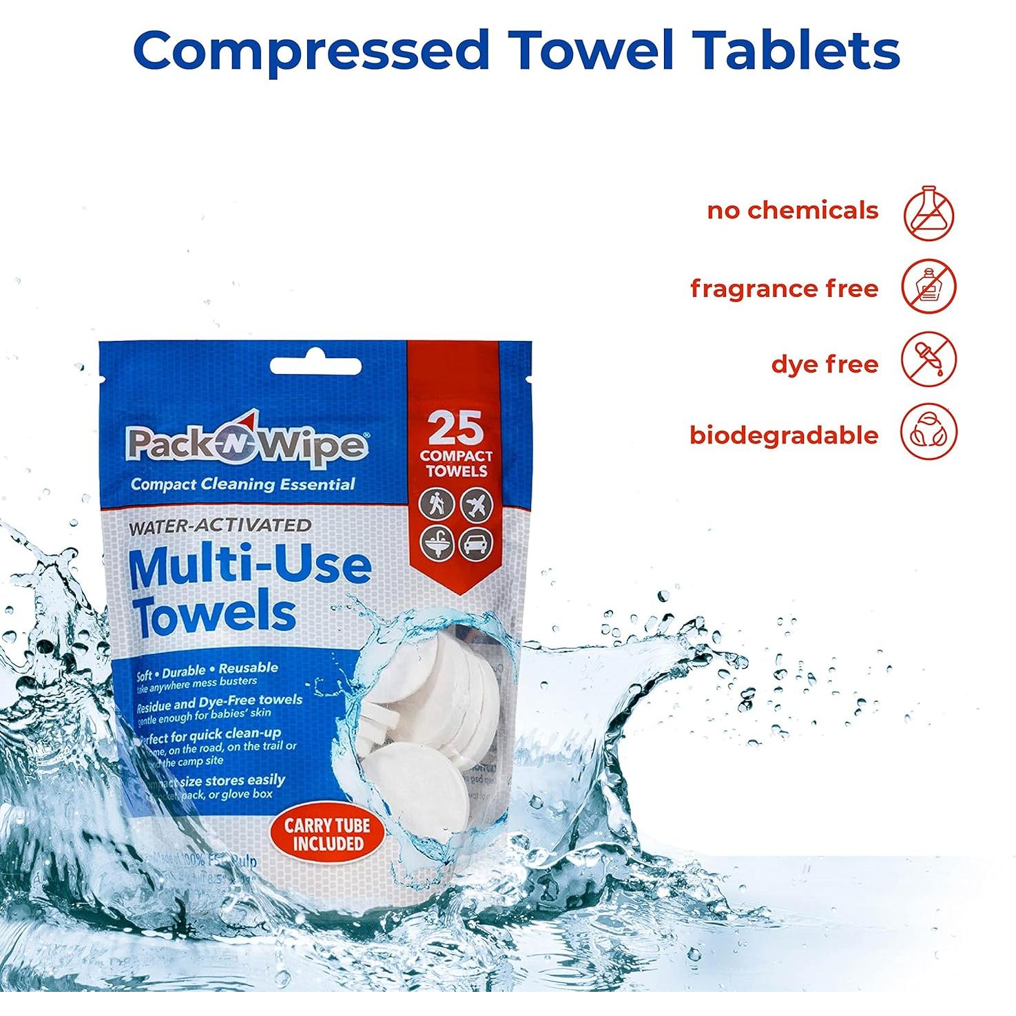 Toallas Comprimidas Desechables Pack-n-Wipe - 20 Unidades