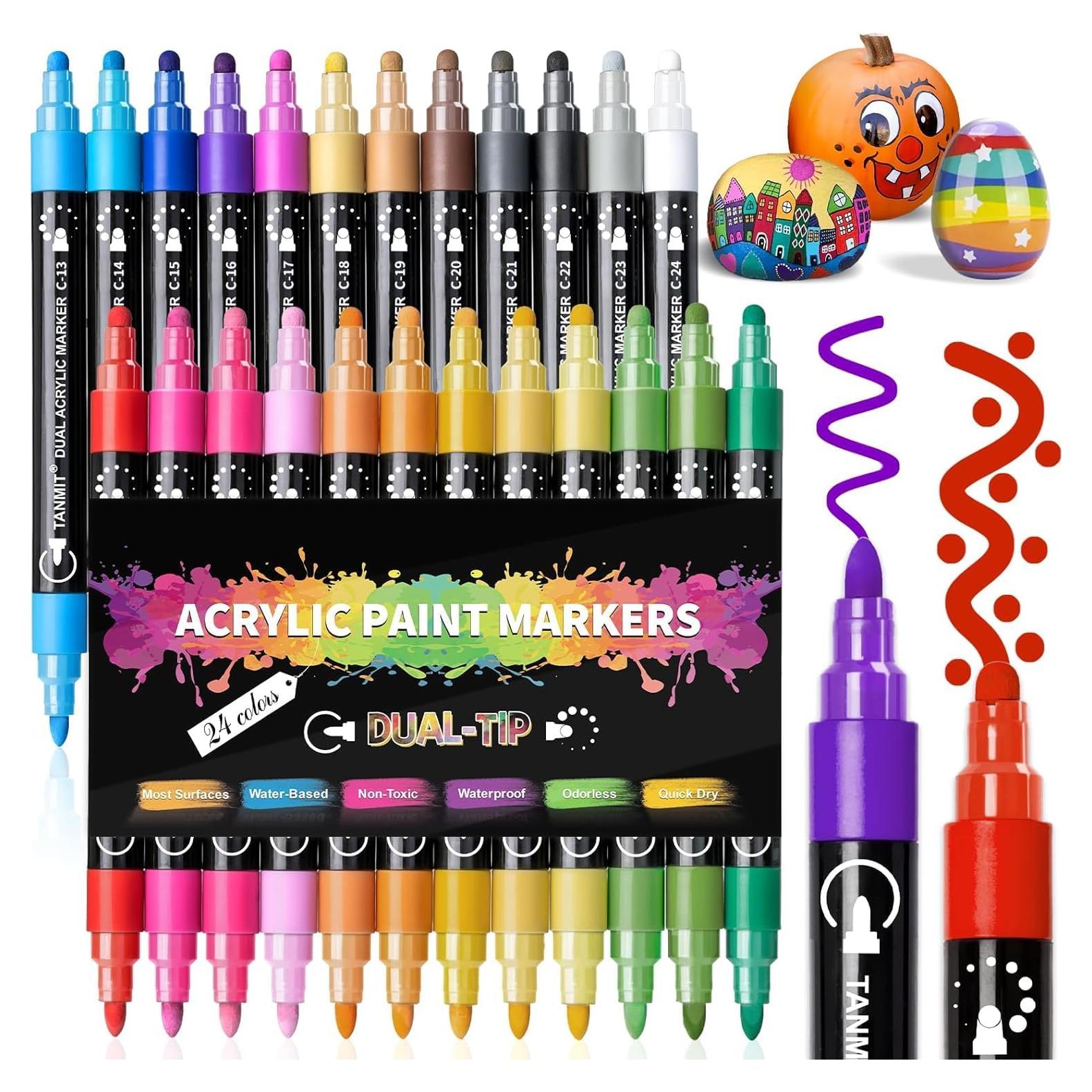 24 Marcadores Acrílicos Doble Punta TANMIT - Multicolor