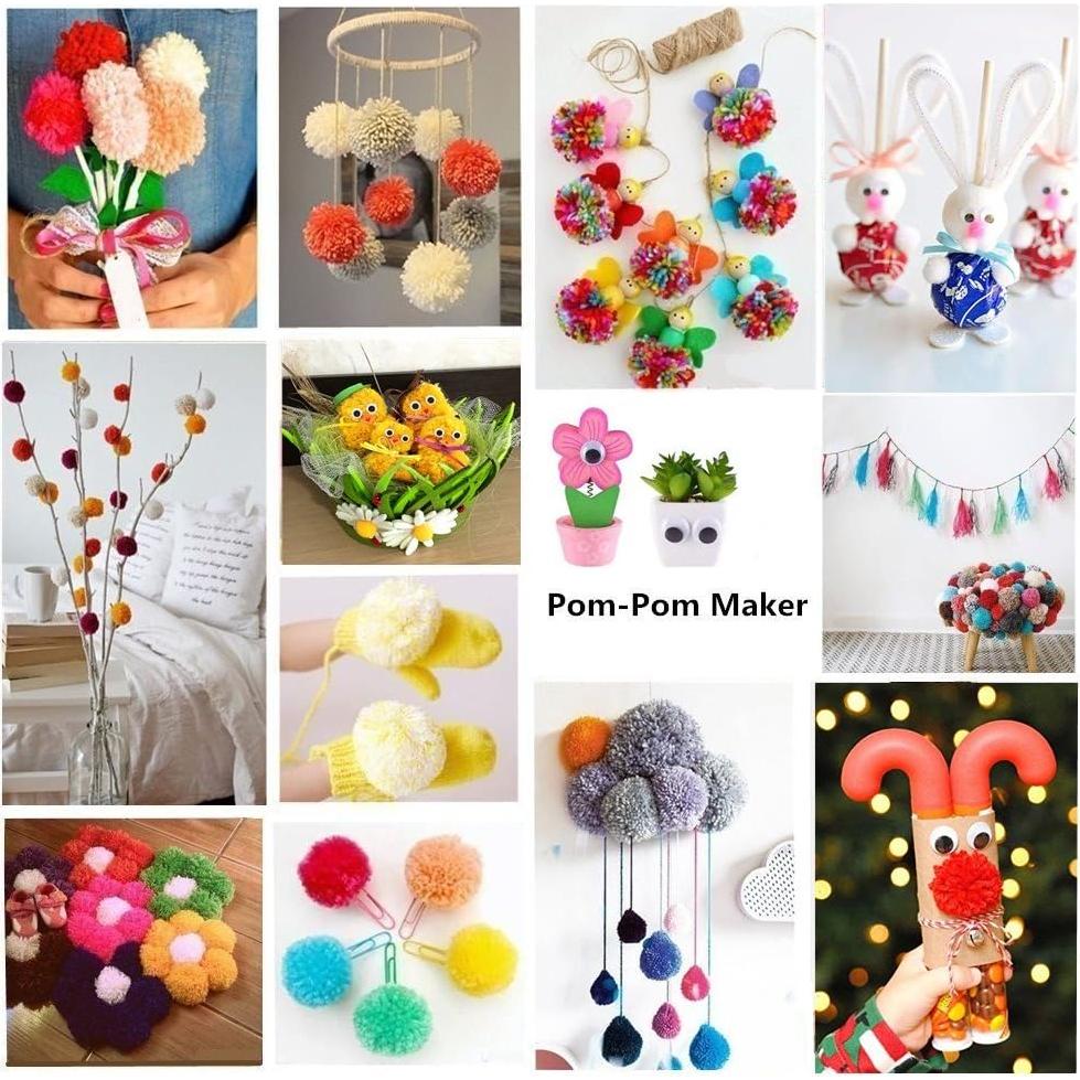 Fabricante de Pom Pom Knewmart 5 Tamaños + 10 Agujas + 10 Marcadores