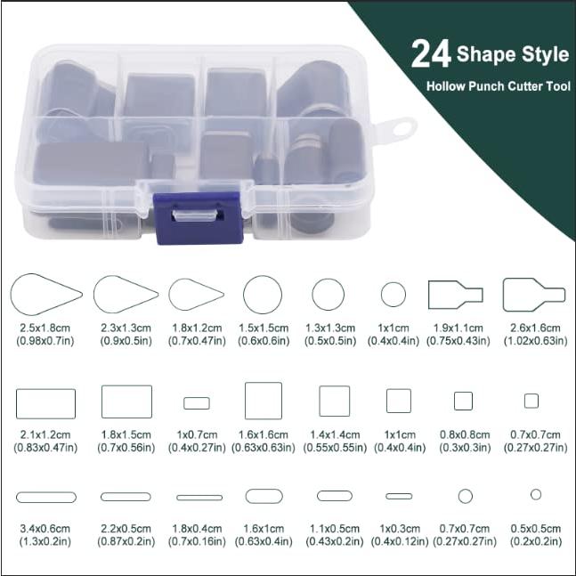 Cortador de Punch Hueco Yizzvb 24 Estilos para Cuero DIY