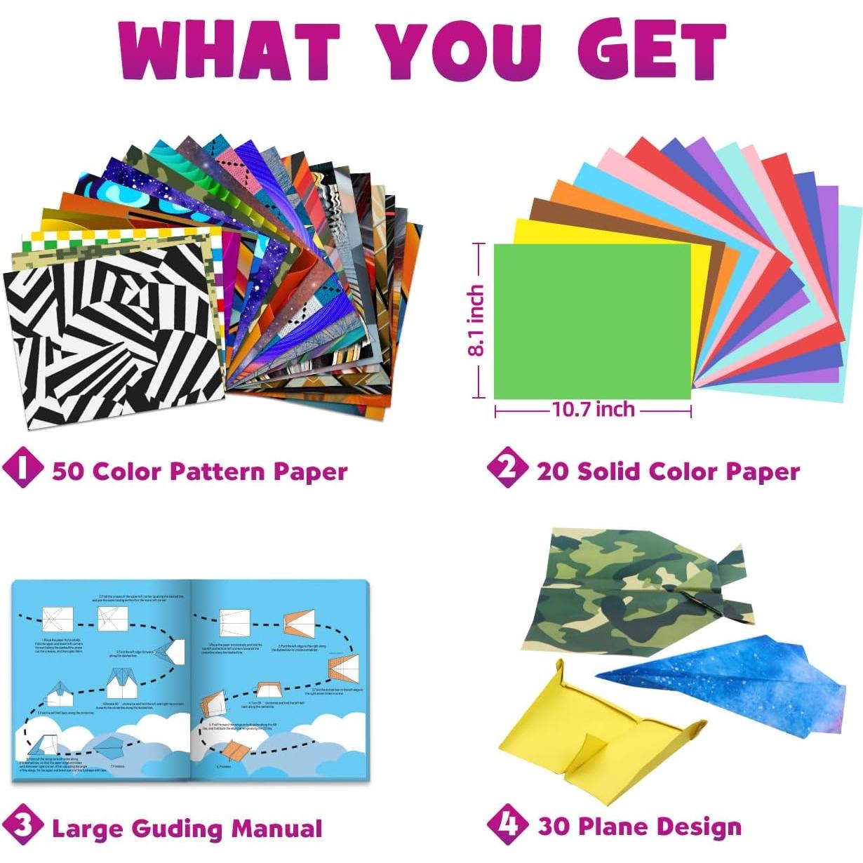 Kit de Origami Avión Pigipigi Kids - 70 Hojas y Guía