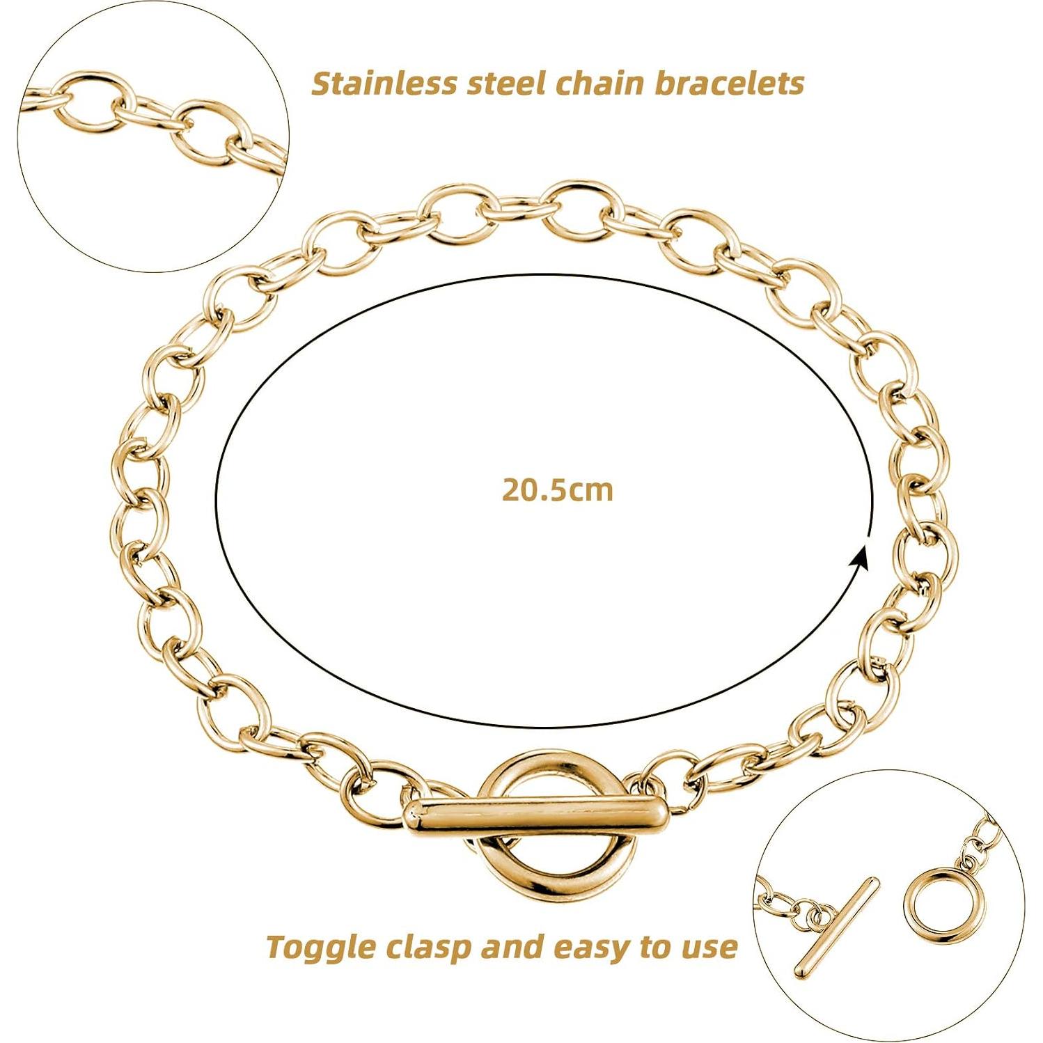 Cadenas de Pulsera Hicarer 24 Piezas Cierre de Palanca Oro