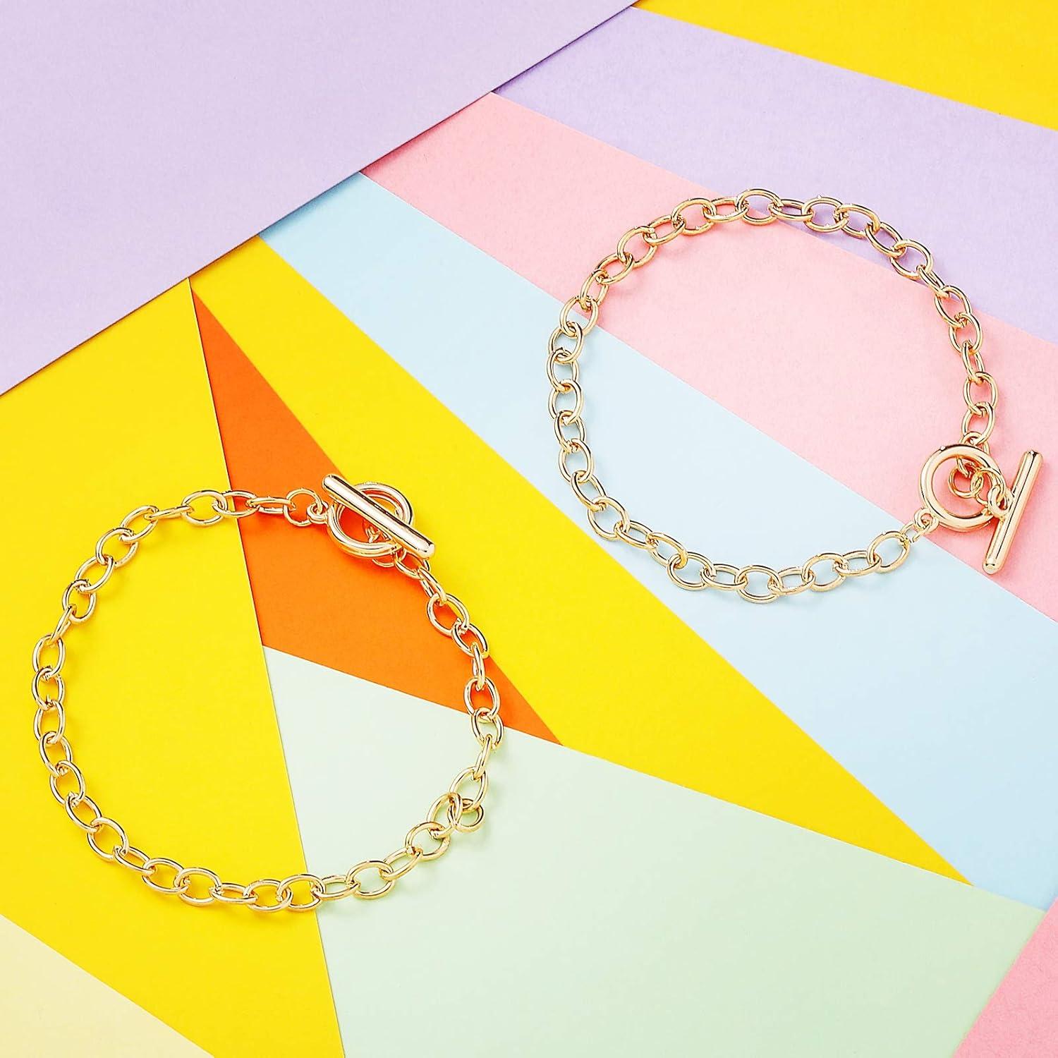 Cadenas de Pulsera Hicarer 24 Piezas Cierre de Palanca Oro