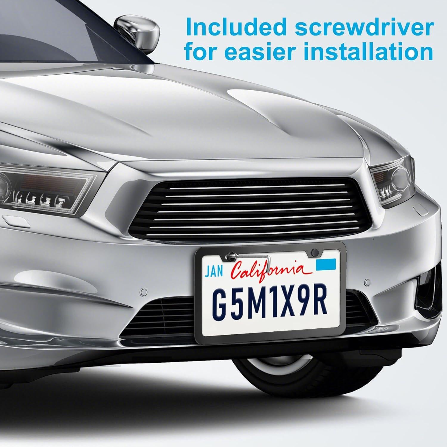 Marcos de Placas de Licencia Lrokimg Negros 2 Agujeros Acero Inoxidable