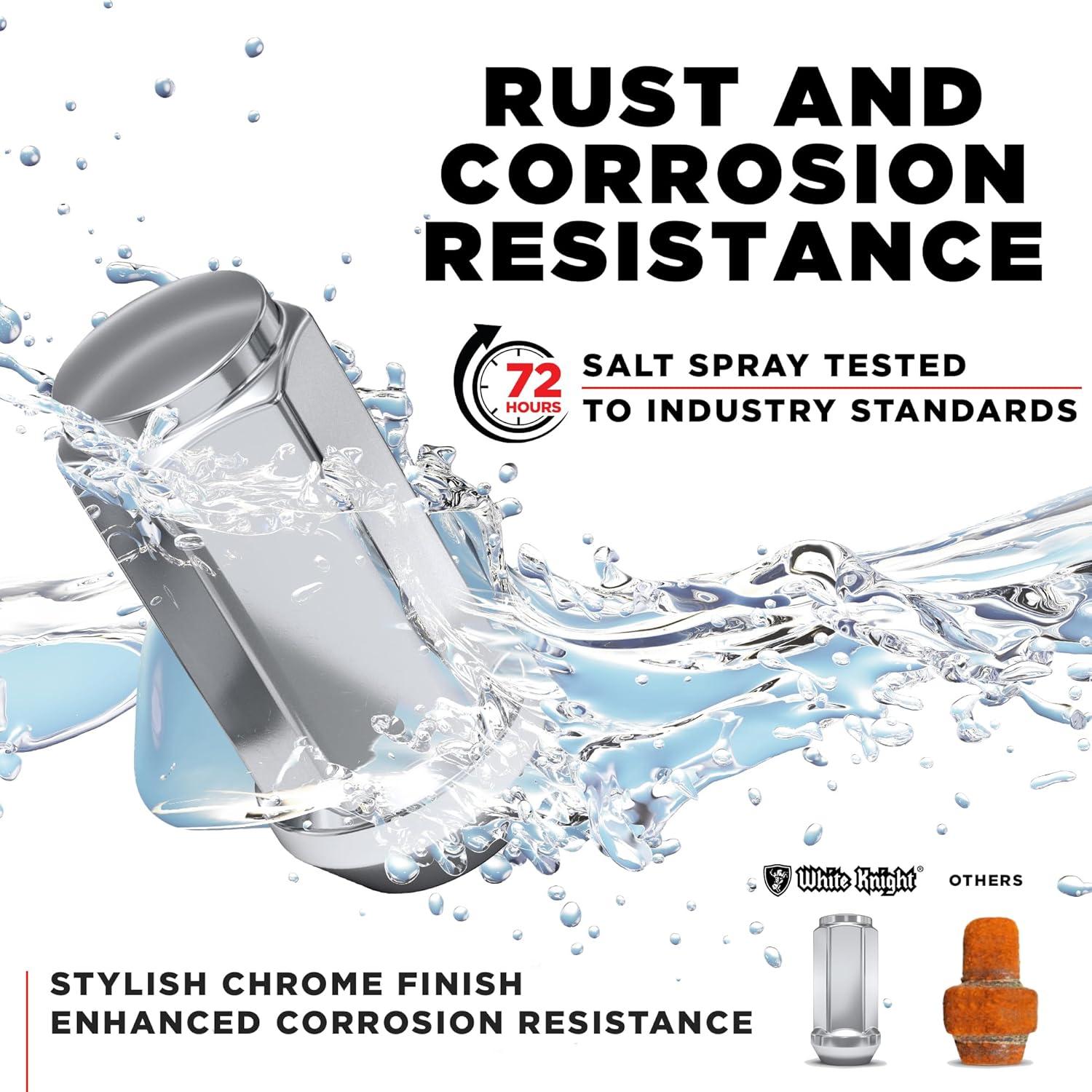 Tuercas de Rueda White Knight 1909XL-4 Cromadas M14x1.50 - Paquete de 4