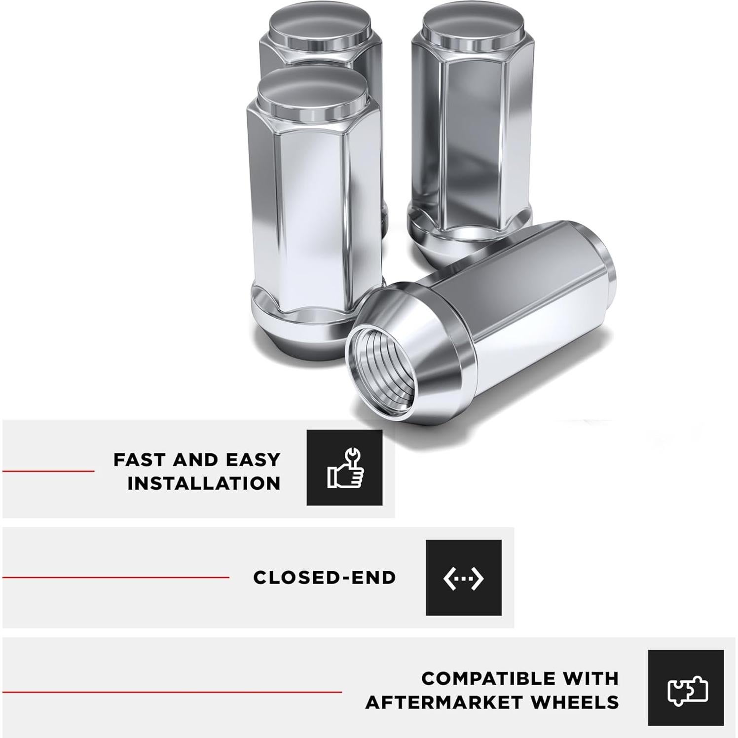 Tuercas de Rueda White Knight 1909XL-4 Cromadas M14x1.50 - Paquete de 4