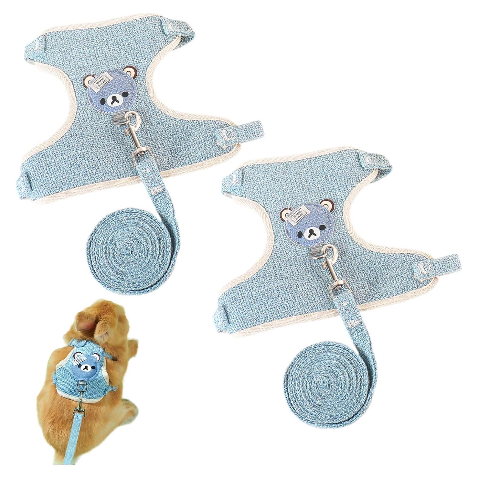 Juego de Arnés y Correa Ajustable Wallspet para Conejos Azul